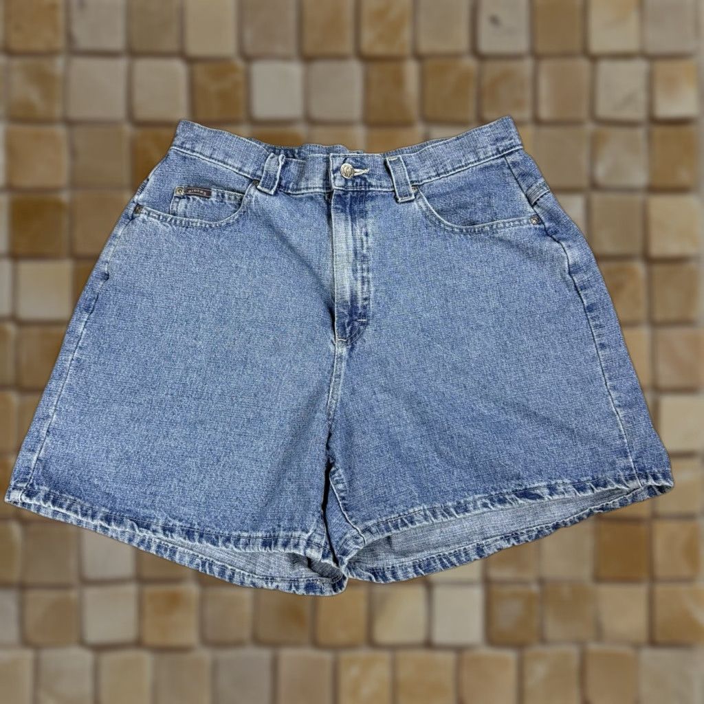 Lee VINTAGE Lee Riders Shorts Womens 14M Blue High Rise Denim Jean Rear Buckle Clinch Short Women's 14M Blue Mom Rise Denim Lee Size 36" / US 14 / IT 50 - 1 Thumbnail
