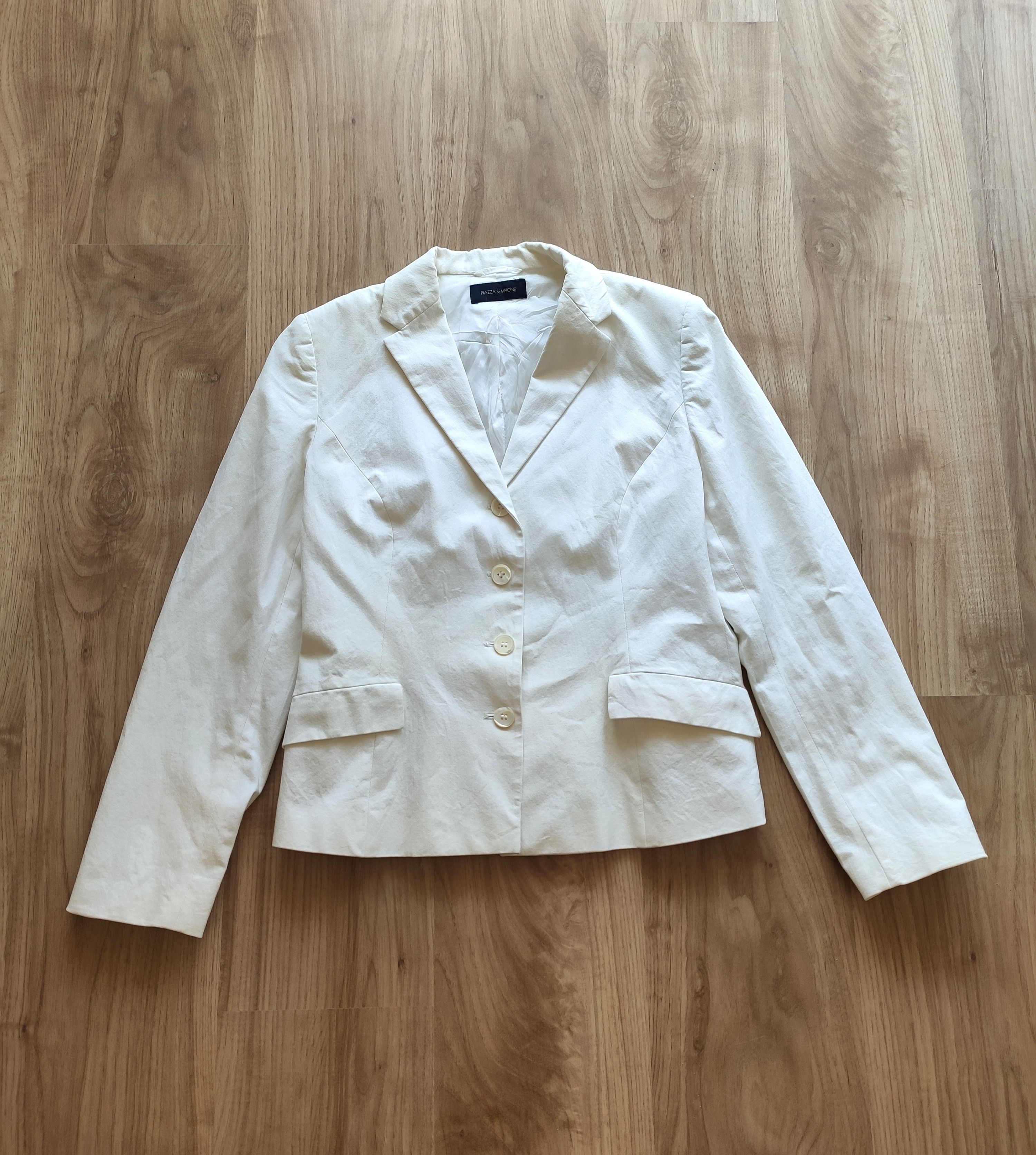 Designer × Piazza Sempione Piazza Sempione women blazer jacket old money white Size L / US 10 / IT 46 - 1 Thumbnail