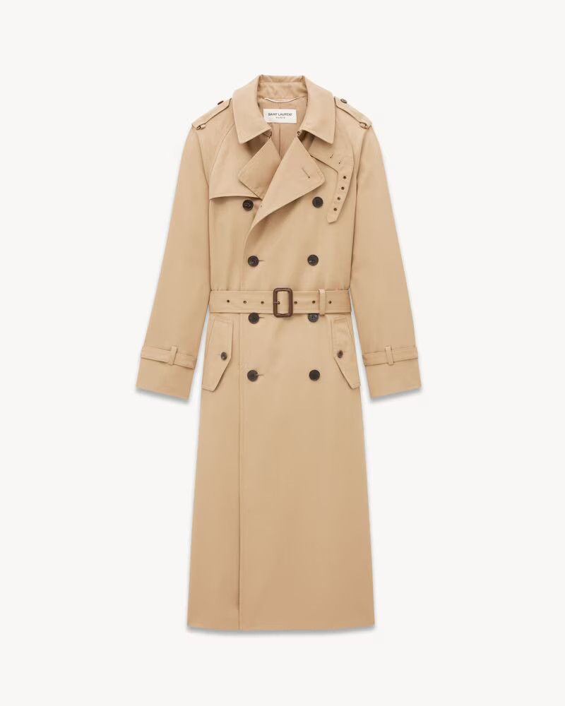 Saint Laurent Paris o1tp1o1224 Trench Coat in Gabardine in Beige Size XS / US 0-2 / IT 36-38 - 1 Thumbnail