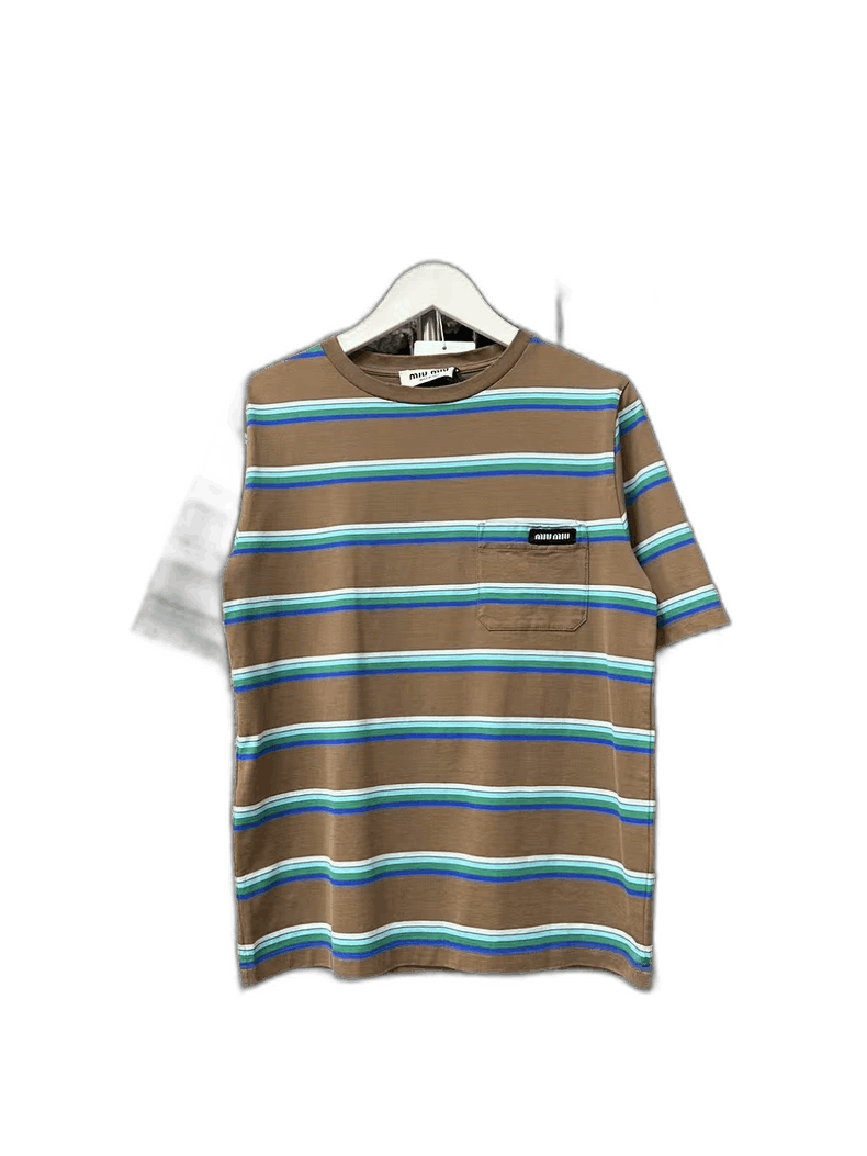 Miu Miu Miumiu Striped Short Sleeve T-Shirt Size US S / EU 44-46 / 1 - 1 Thumbnail
