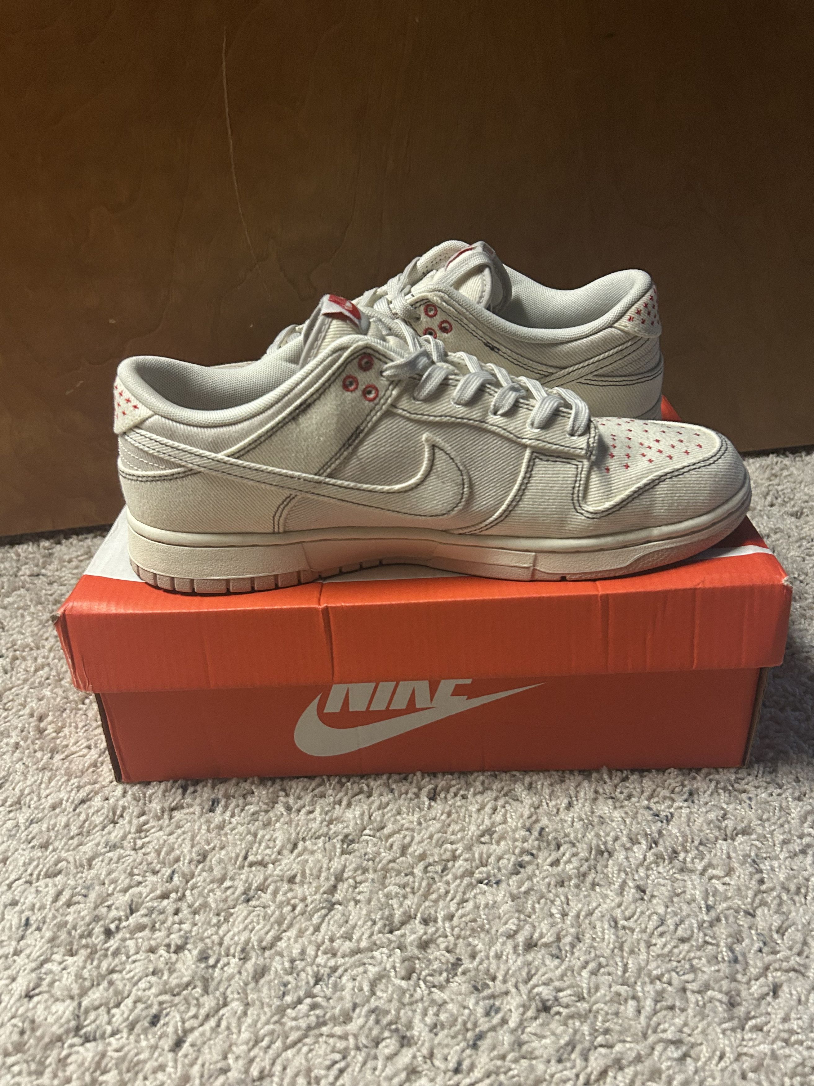 Nike Dunk Low Sashiko Denim Light Orewood Brown White Canvas Size US 10 / EU 43 - 9 Thumbnail
