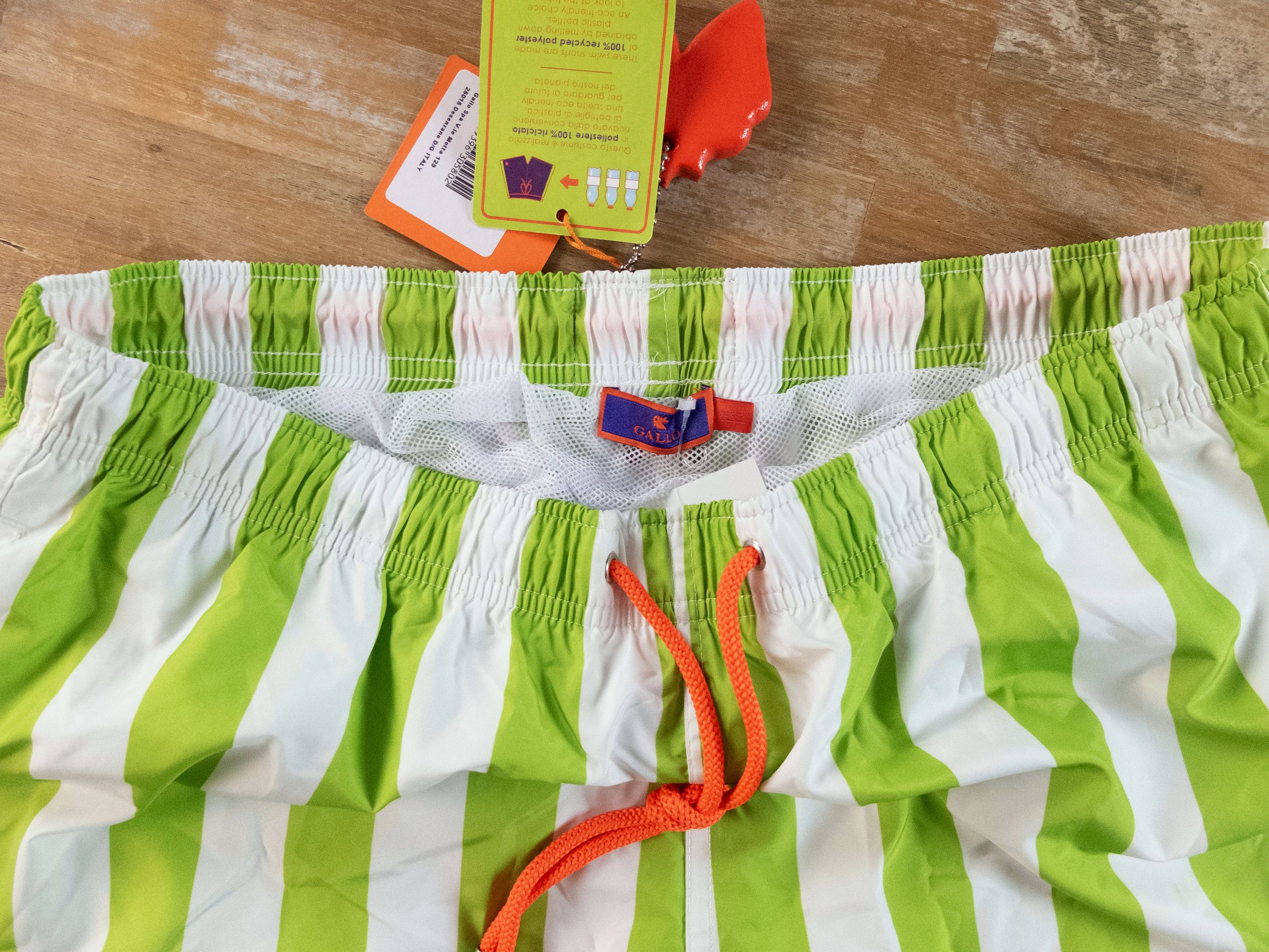 Other GALLO green & white classic stripe swim shorts XXL Italy Size US 38 / EU 54 - 5 Thumbnail