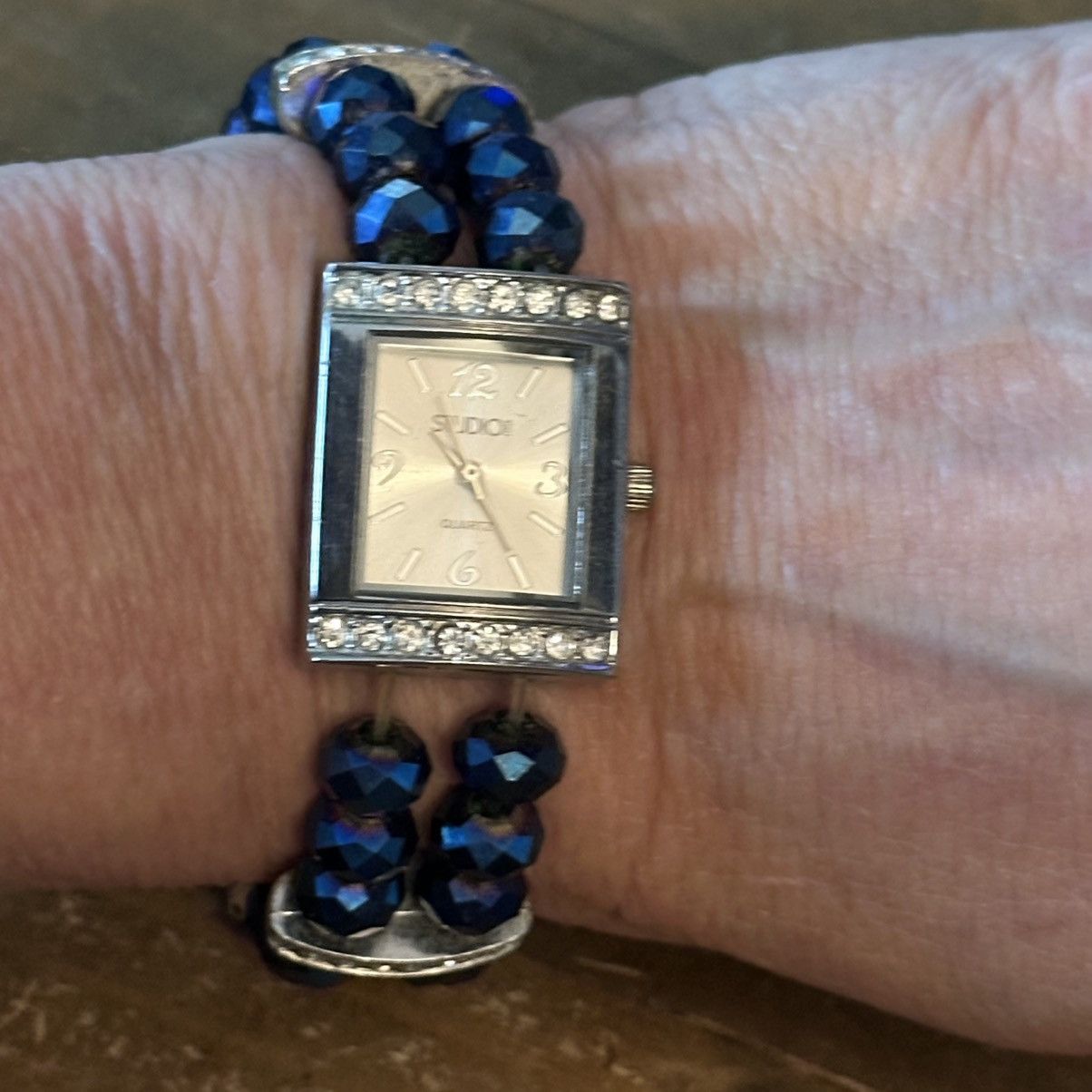 Other Studio Time blue crystal bead stretch band watch Size ONE SIZE - 6 Thumbnail