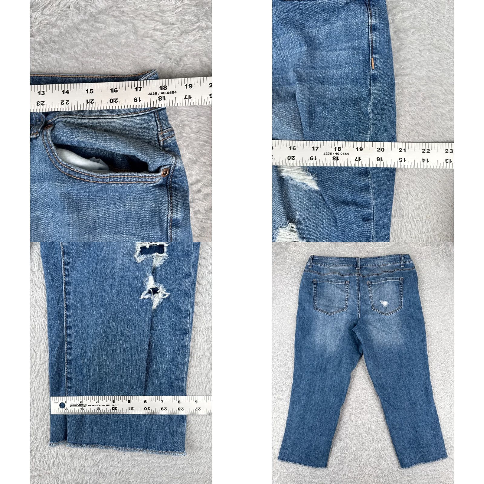 Vintage Maurices Jeans Womens 16W Capri Blue Denim Distressed Raw Hem Cotton 36x23 Size 38" / US 16 / IT 52 - 9 Thumbnail