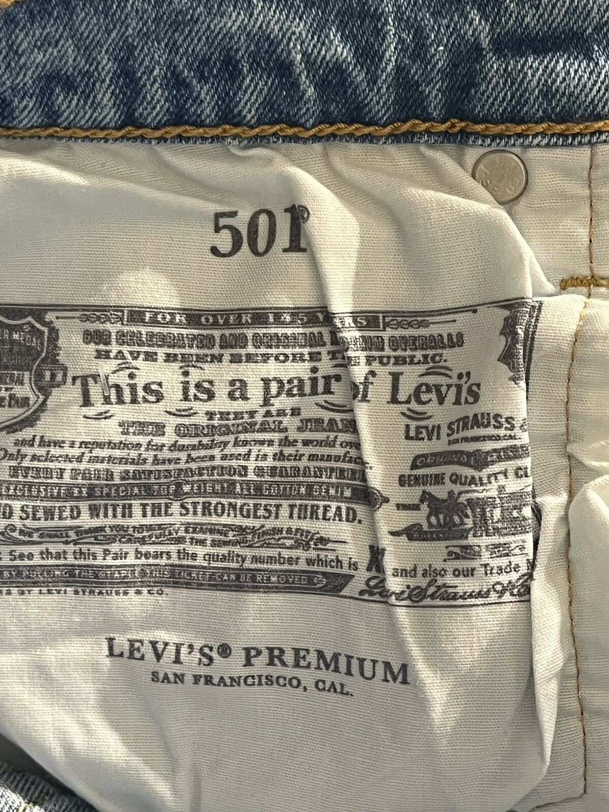 Levi's Levi's Premium 501 Big E Straight Button Fly Stretch Jeans Size US 33 - 9 Thumbnail