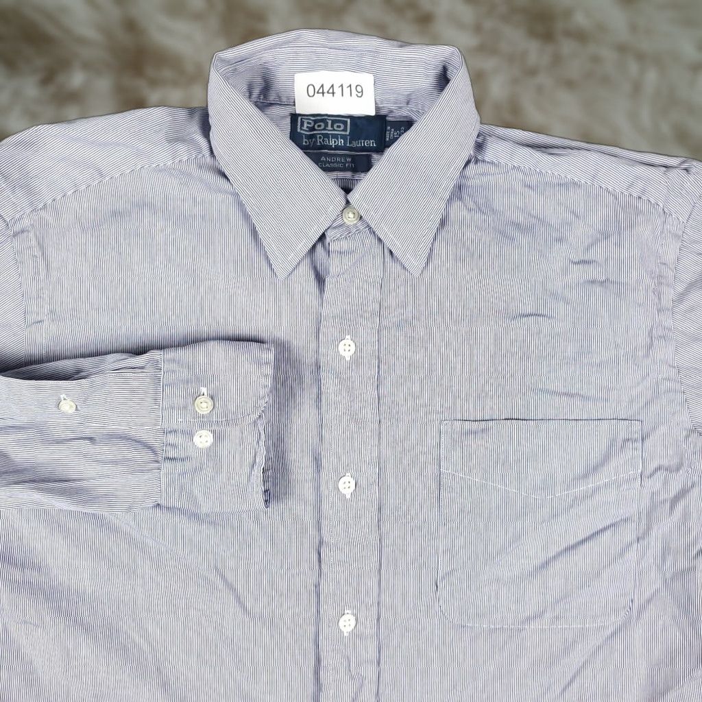 Ralph Lauren Ralph Lauren Dress Shirt Mens 15 Blue Striped Long Sleeve Button Up Regular Fit Size 40R - 1 Thumbnail