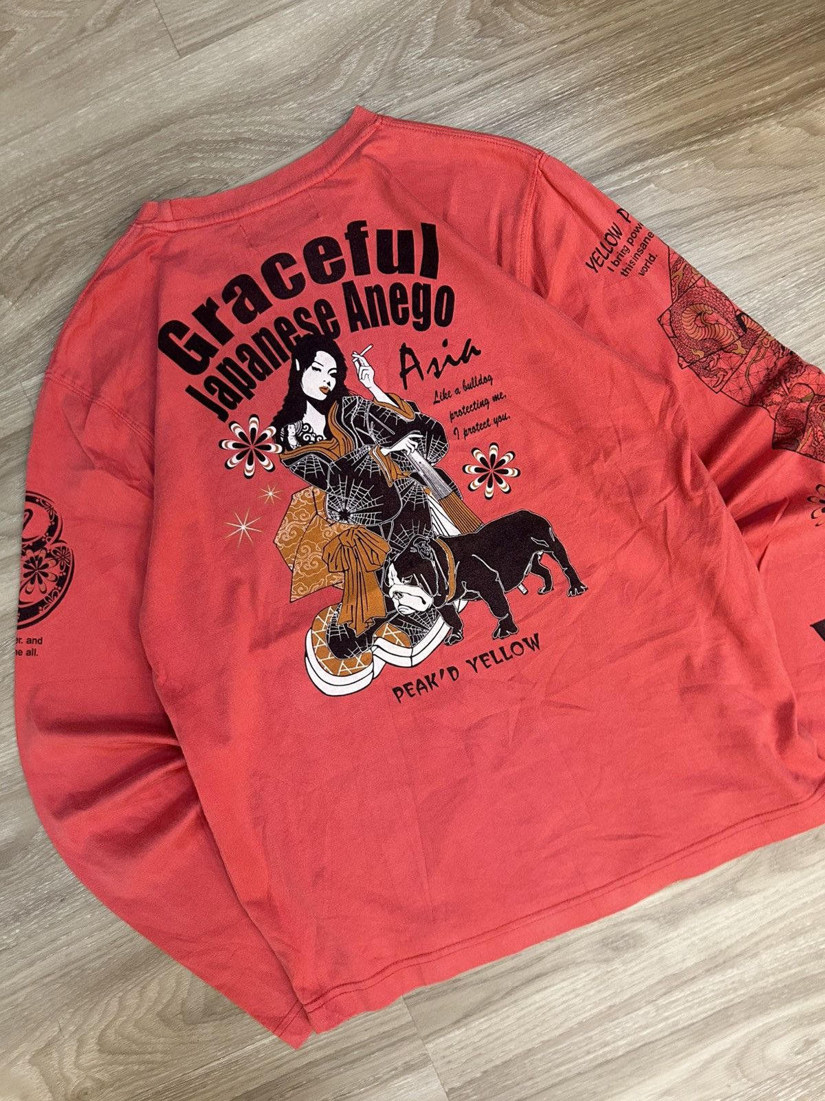 Japanese Brand Peaked Yellow "Graceful Japanese Anego" Long Sleeve Tee Size US S / EU 44-46 / 1 - 7 Thumbnail