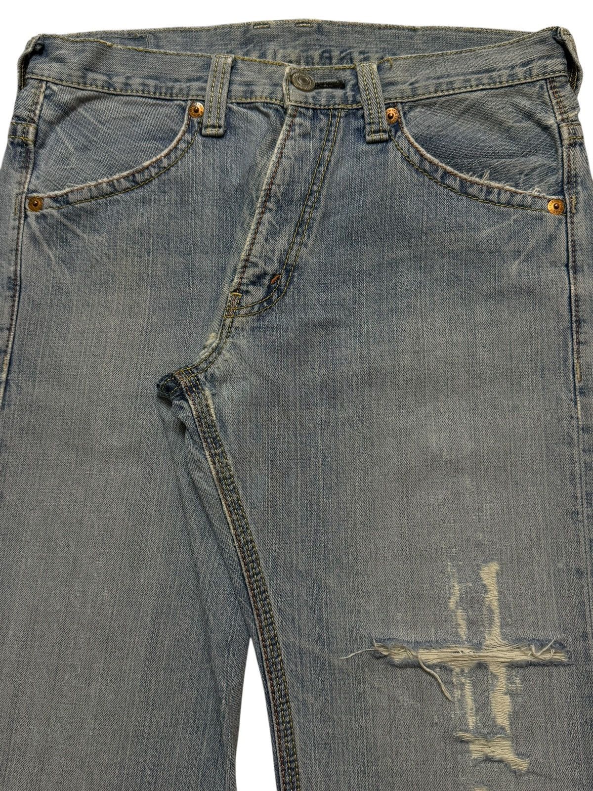 Hysteric Glamour Vintage 90s Japanese Brand Blue Wash Distress Straight Loose Size US 31 - 3 Thumbnail