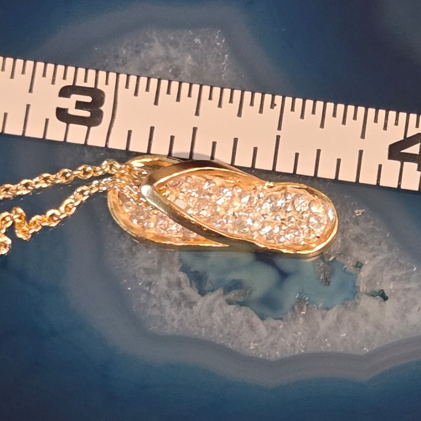 Sterlingwear Tropical Vacation Flip Flop Sandal Sterling Diamond Anklet Size ONE SIZE - 9 Thumbnail