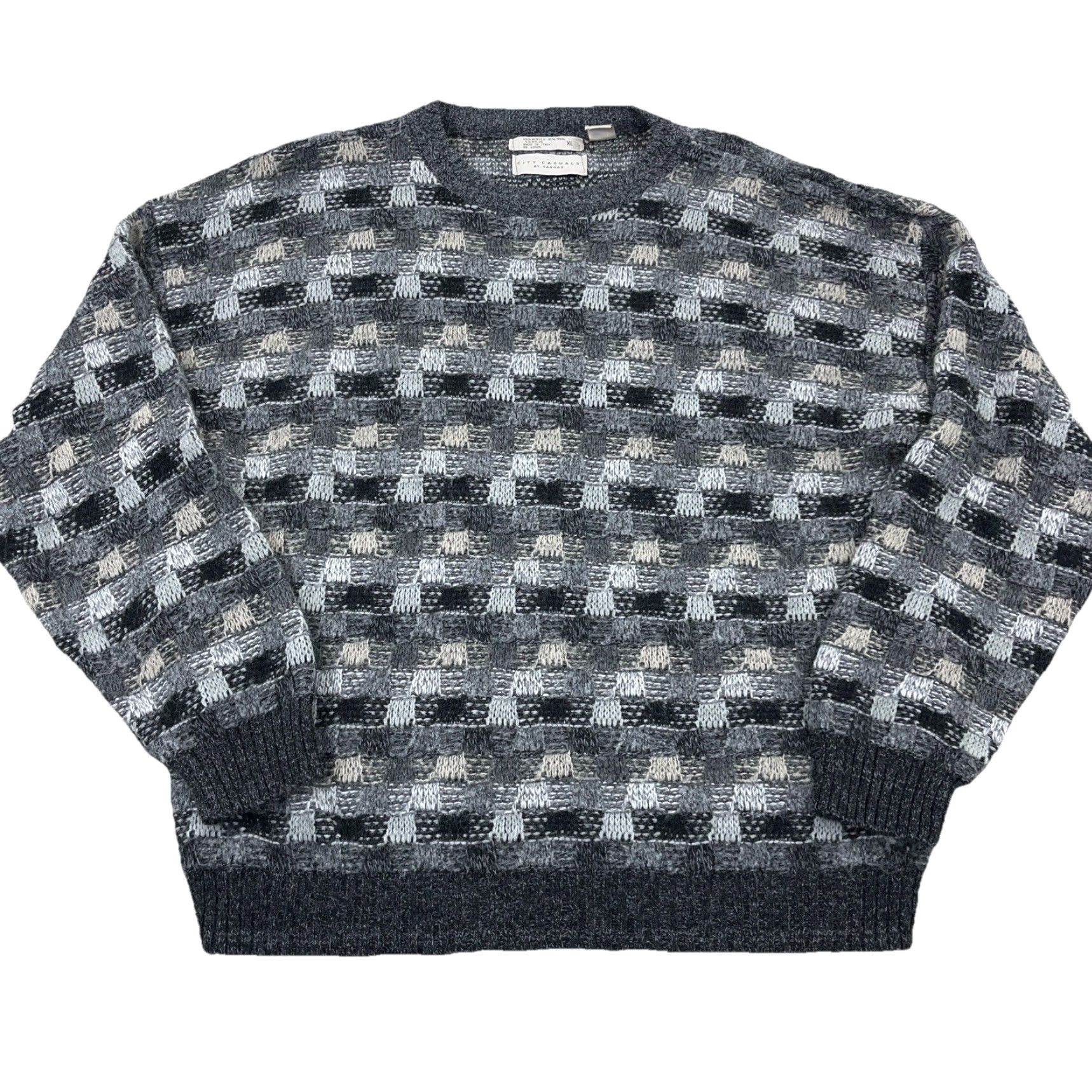 Vintage VINTAGE Hagger Sweater Men XL Gray Wool Blend Geometric Knit 80s 90s Retro Grunge Cosby Grandpa Pullover Knit Size US XL / EU 56 / 4 - 2 Thumbnail