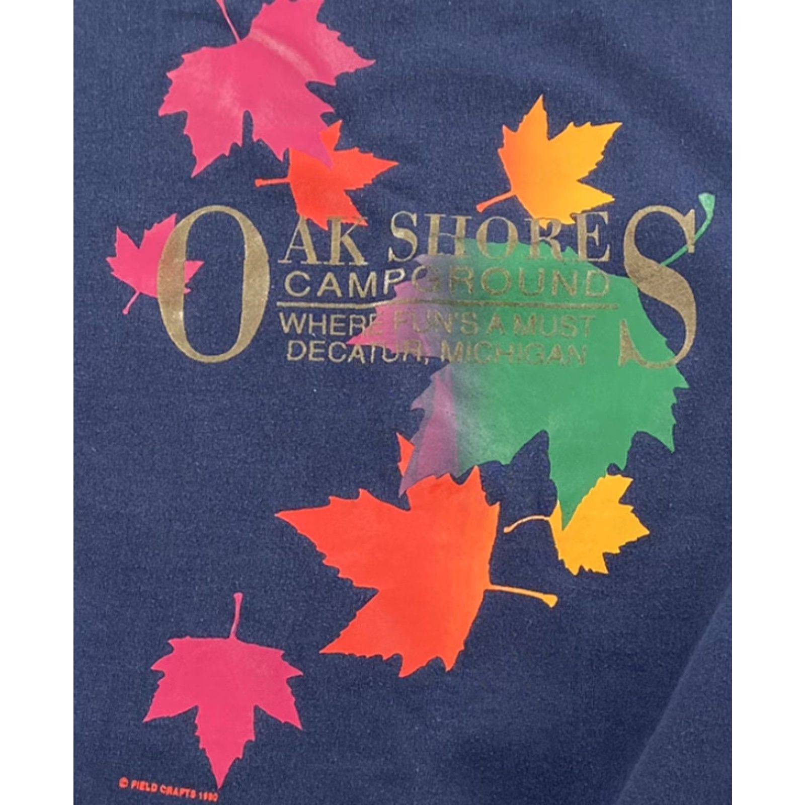 Jerzees VINTAGE Jerzees Sweatshirt Men’s Large L Blue 90s Oak Shores Campground Decatur MI Crew Neck Pullover Graphic Print Canvas Cotton Blend Fleece Size US L / EU 52-54 / 3 - 3 Thumbnail