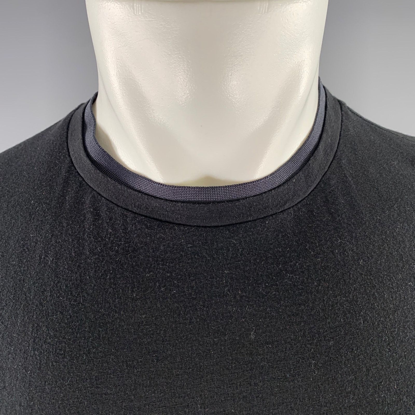 Theory THEORY Size M Black Navy Cotton Mock-Layer T-shirt Size US M / EU 48-50 / 2 - 2 Thumbnail