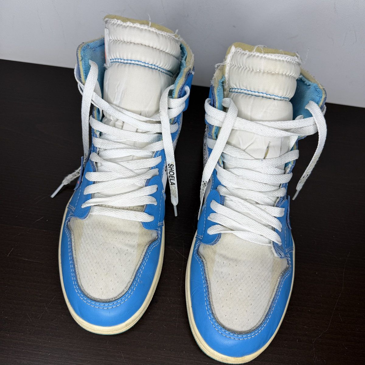 Nike × Off-White Nike Off-White Blue UNC Jordan 1 Hightop Sneakers Size US 9.5 / EU 42-43 - 3 Thumbnail