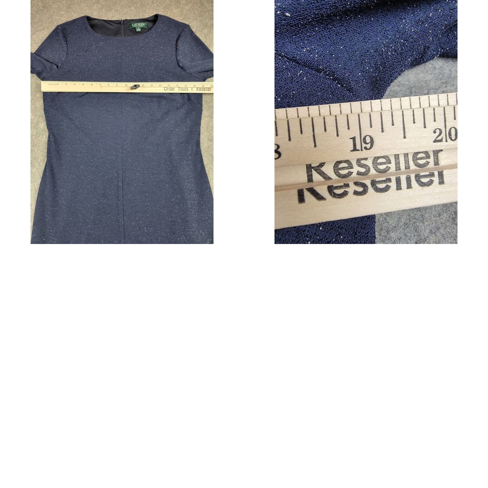 Ralph Lauren Lauren Ralph Lauren Dress Womens 12 Navy Blue Bell Sleeve Metallic Sheath Party Dress Size XL / US 12-14 / IT 48-50 - 10 Thumbnail