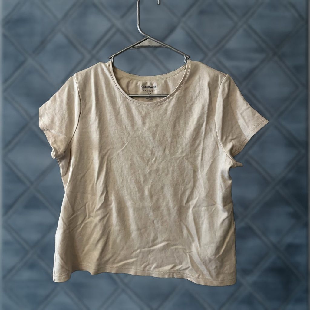 Croft & Barrow Croft & Barrow T-Shirt Beige Knit 100% Cotton Classic Petite Women's Size PL Round Neck Short Sleeve - Vintage? No - Casual Everyday Wear Size L / US 10 / IT 46 - 1 Thumbnail