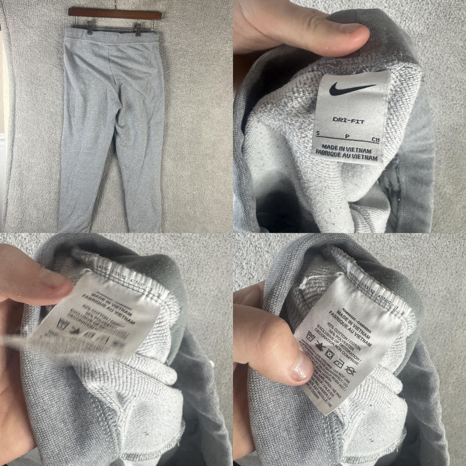 Nike Nike Sweatpants Mens Small Gray Dri-FIT French Terry Joggers Swoosh Logo Cuffed Pants Regular Fit Lounge Activewear Size US 29 - 8 Thumbnail