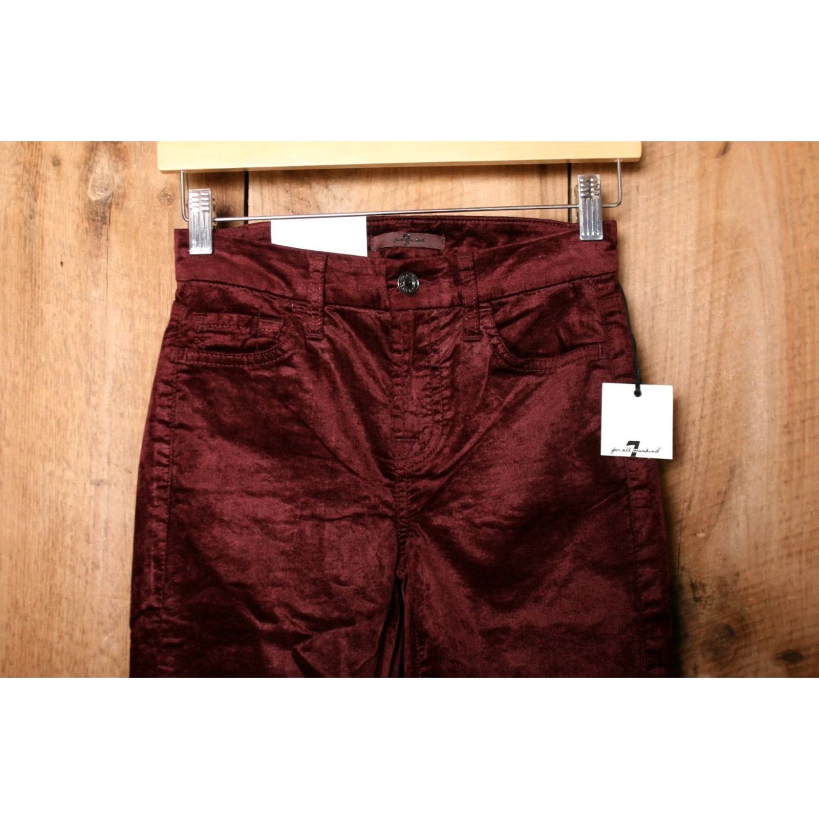 7 For All Mankind 7 FOR ALL MANKIND The Ankle Skinny Merlot Red Velvet Jeans Sz. 24 Womens Skinny Jeans Velvet Cotton Blend 7 For All Mankind Red Velvet 24 Womens Size 42" / US 20 - 3 Thumbnail