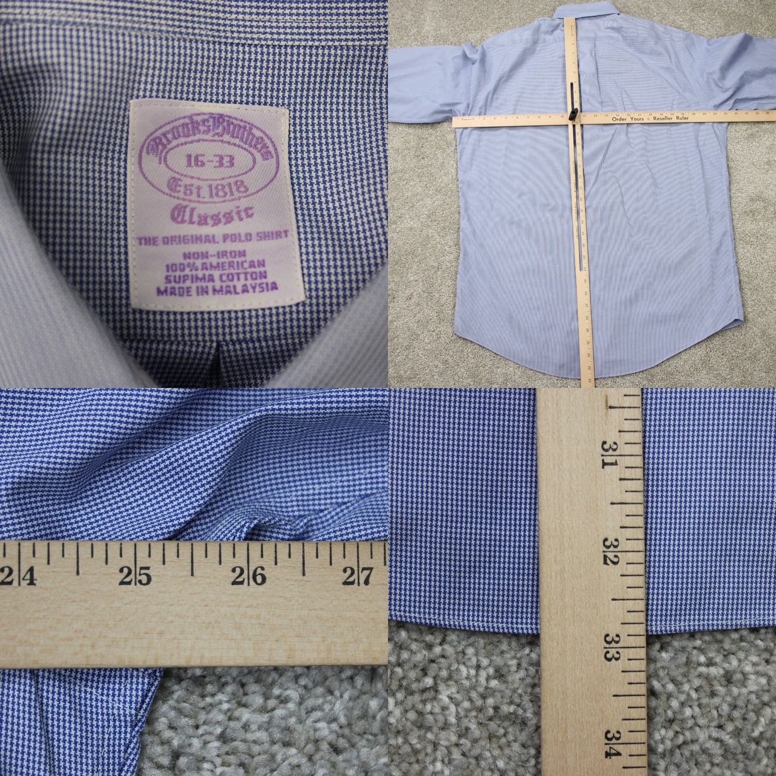 Brooks Brothers Brooks Brothers Classic Shirt Men 16,33 Blue Non-Iron American Supima Cotton L/S Dress Shirt Regular Size 16 Mens Blue Size US L / EU 52-54 / 3 - 8 Thumbnail