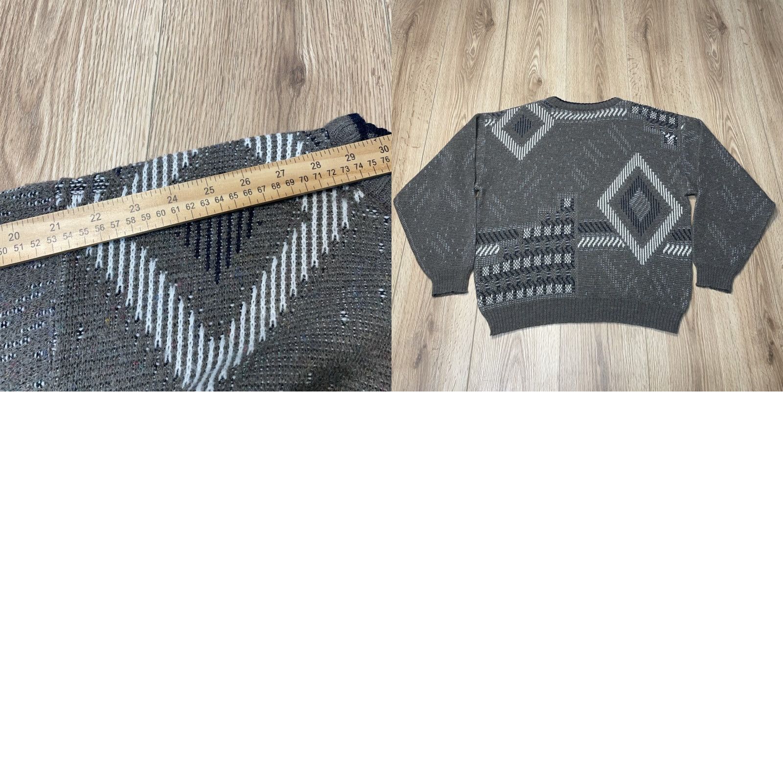 Vintage VINTAGE Zeppelin Sweater Men Large Gray Geometric Pullover 80s 90s Classic Size US L / EU 52-54 / 3 - 8 Thumbnail