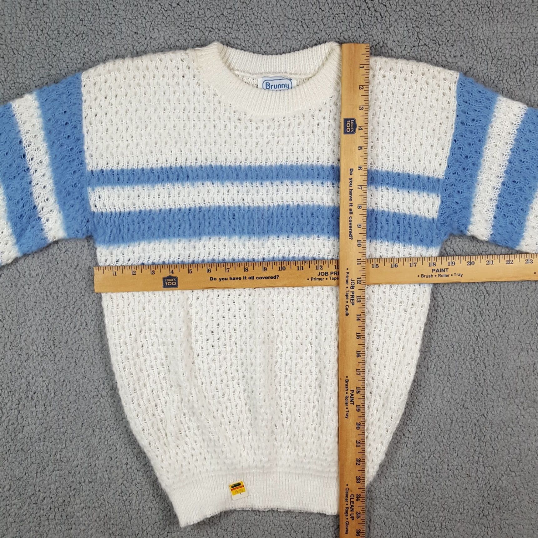 Vintage Vintage 80s Women's Small Blue Striped Knit Pullover Sweater Casual Fall Winter Brunny USA Size S / US 4 / IT 40 - 5 Thumbnail