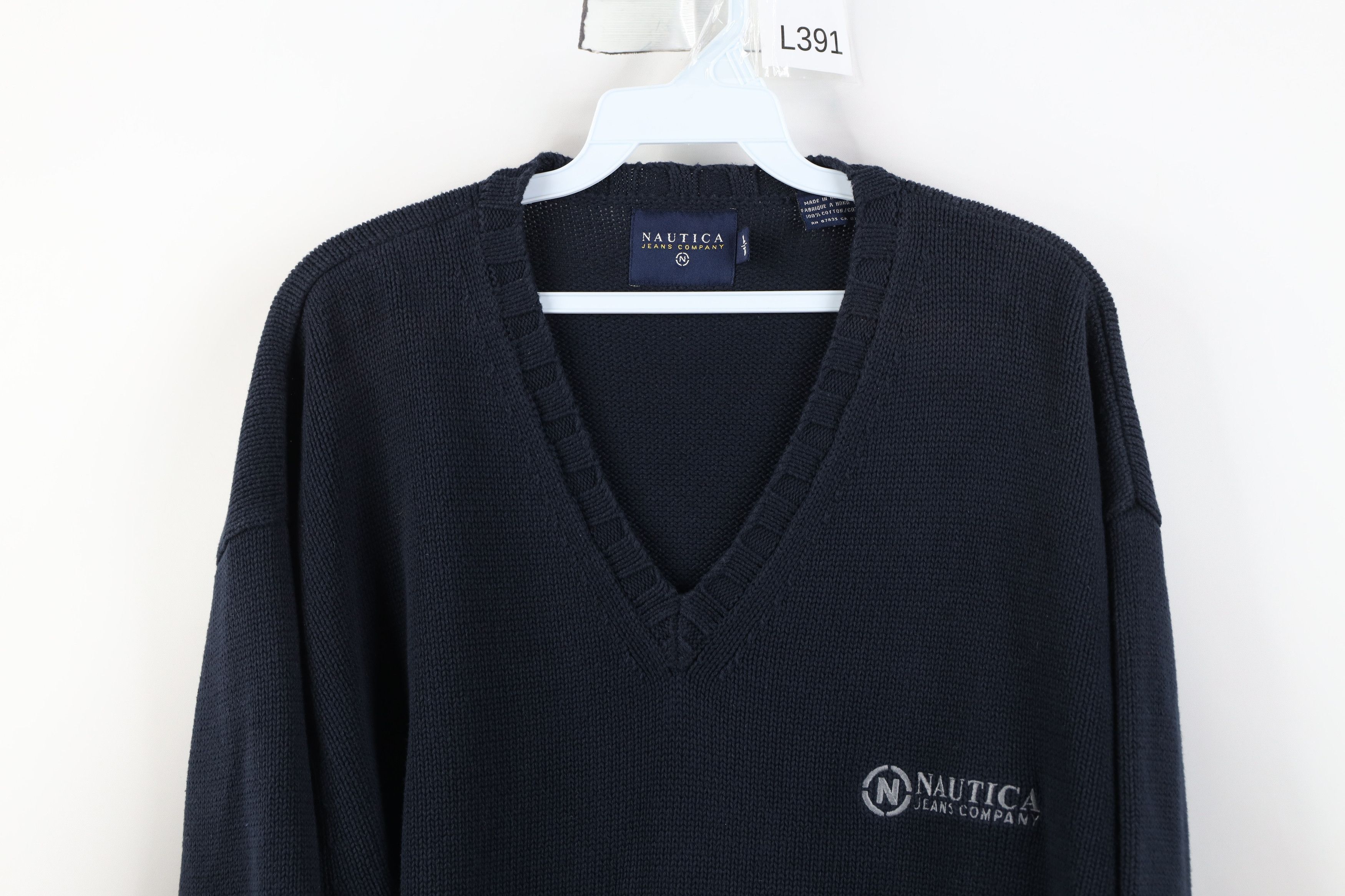 Nautica Vintage 90s Nautica Heavyweight Cotton Knit V-Neck Sweater Size US XL / EU 56 / 4 - 2 Thumbnail