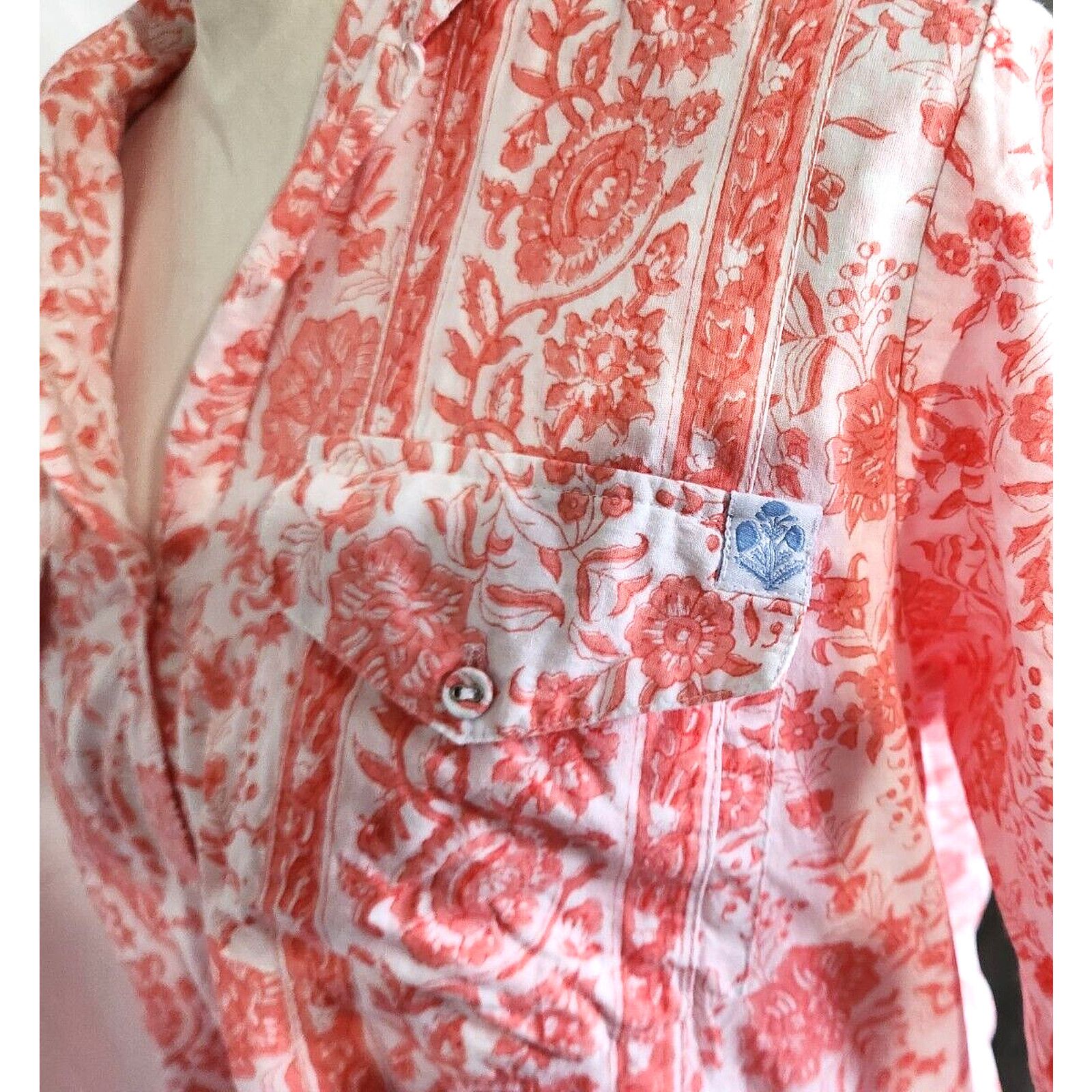 Anthropologie Anthropologie Sue Sartor Coral Satsuma Shirt Dress Medium Size M / US 6-8 / IT 42-44 - 6 Thumbnail