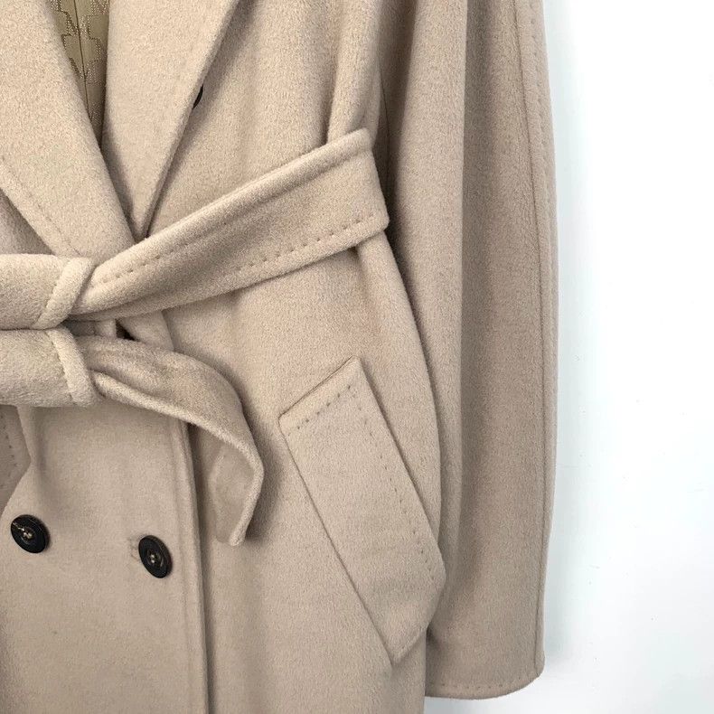 Max Mara Max Mara 101801 Sand Wool Lapel Double Breasted Belted Coa Size M / US 6-8 / IT 42-44 - 4 Thumbnail