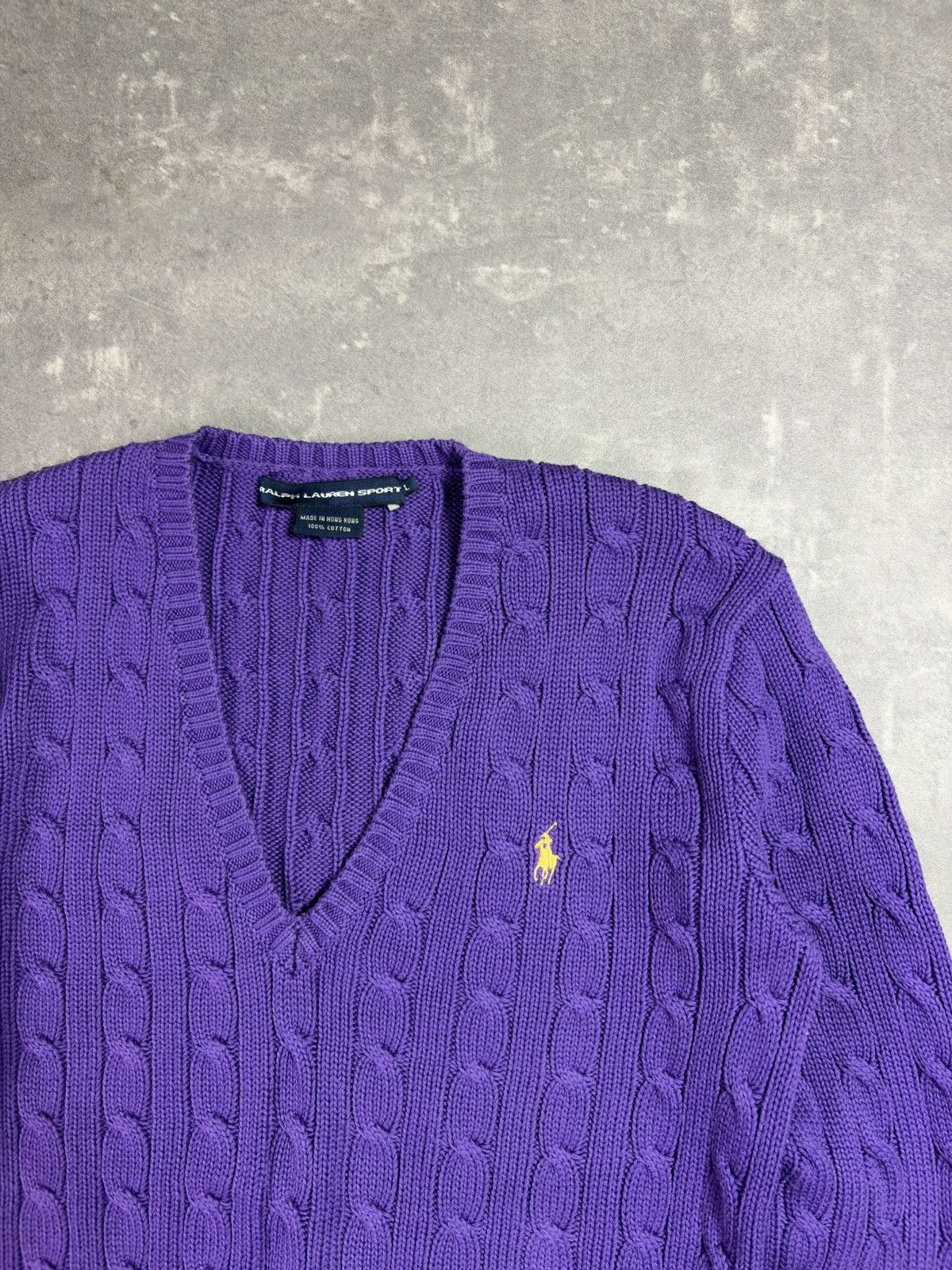 Polo Ralph Lauren Vintage Y2K V-Neck Ralph Lauren Sport Cable Knit Sweater L Size L / US 10 / IT 46 - 4 Thumbnail