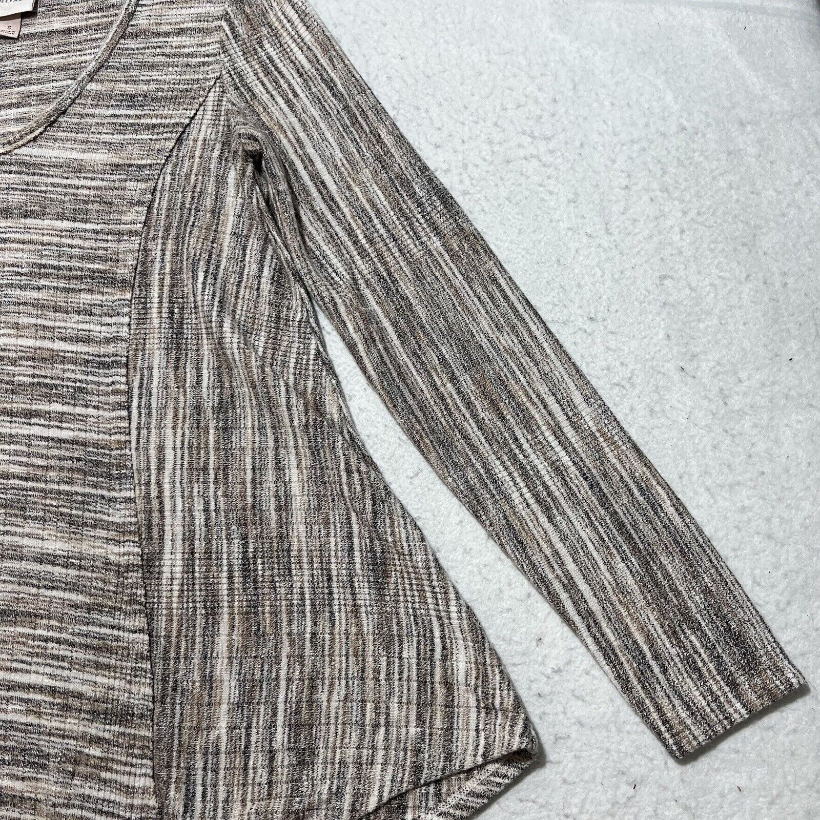 Target Basics Knox Rose Pullover Sweater V Neck Beige Striped Top Size S / US 4 / IT 40 - 4 Thumbnail