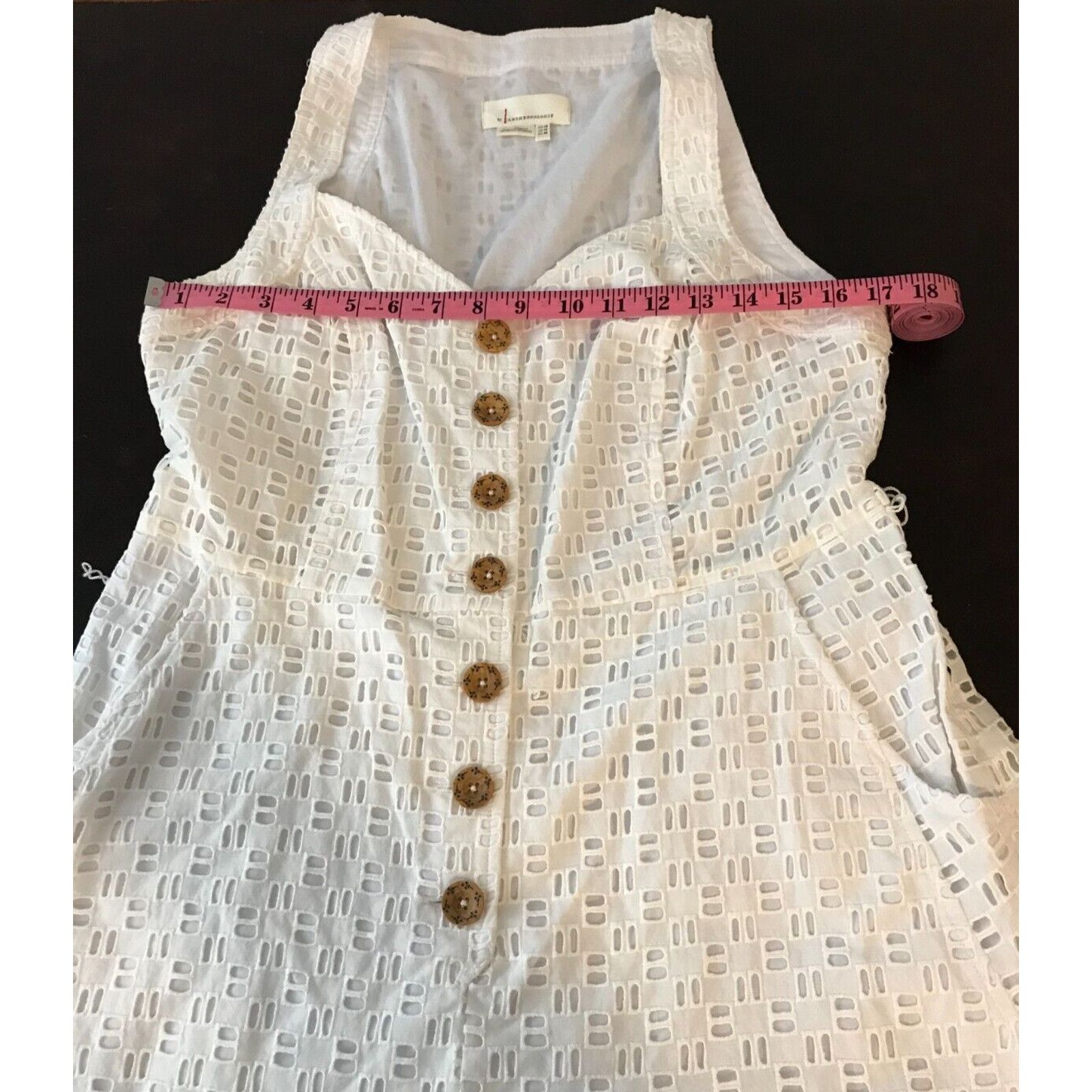 Anthropologie Anthropologie Women's White Belted Eyelet Romper NO BELT-14 Size 36" / US 14 / IT 50 - 7 Thumbnail