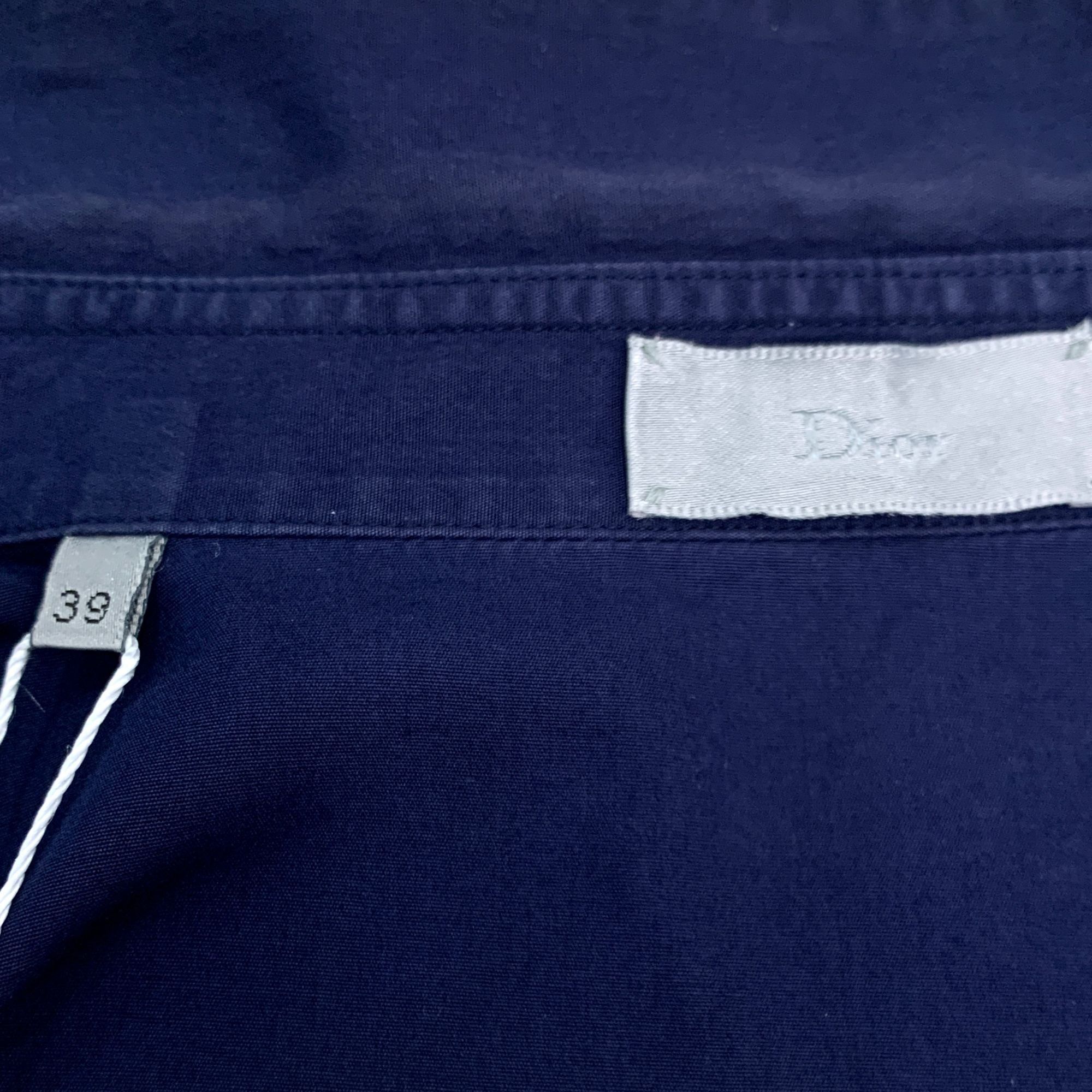Dior Dior Mens Navy Blue Cotton Long-Sleeve Shirt 39 Embroidered Size US XXS / EU 40 - 5 Thumbnail