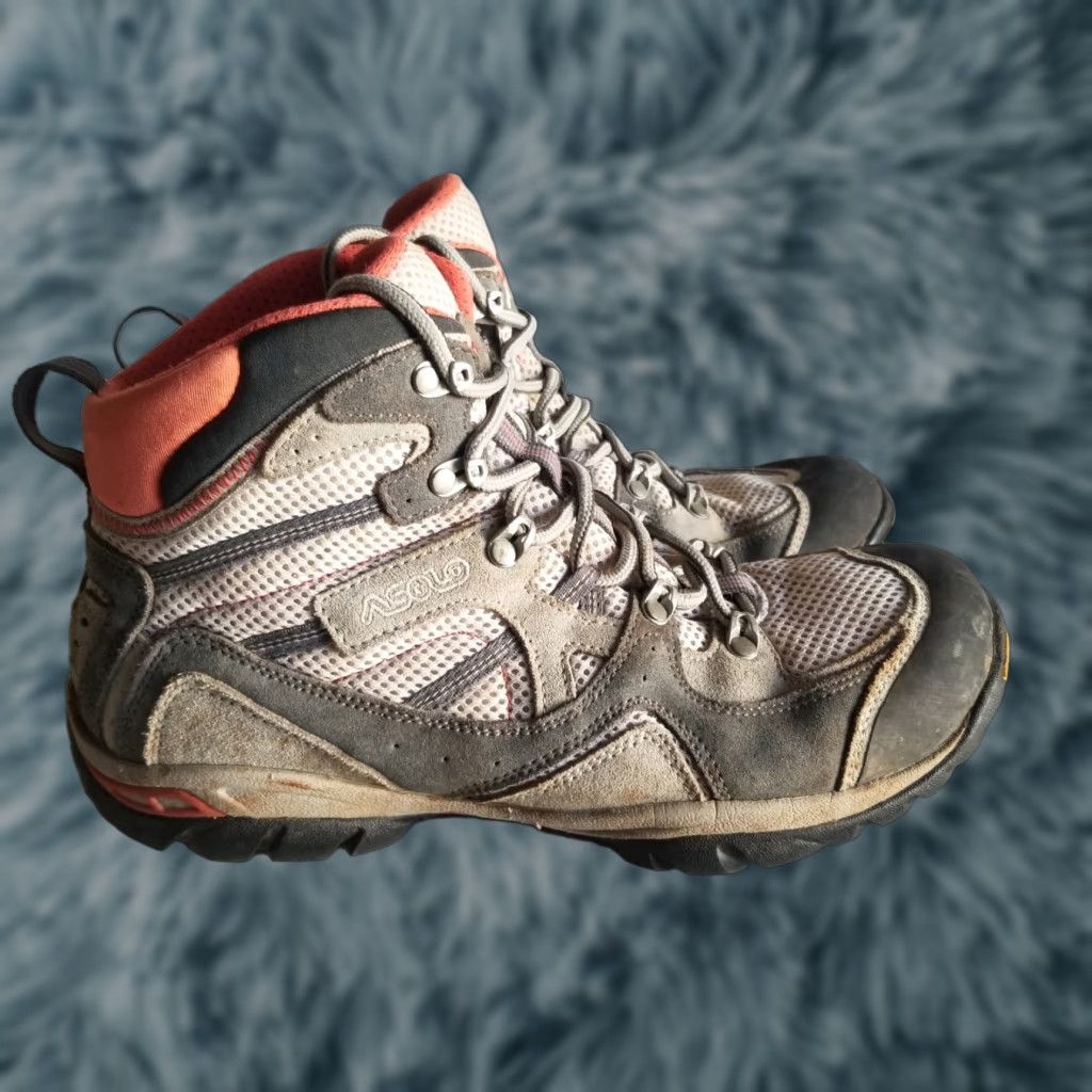 Vintage ASOLO Athena Womens Lace Up Hiking Boots Pink Gray US 9 Boots Women Hiking Waterproof Arch Support Grey Pink Size US 9 / IT 39 - 1 Thumbnail