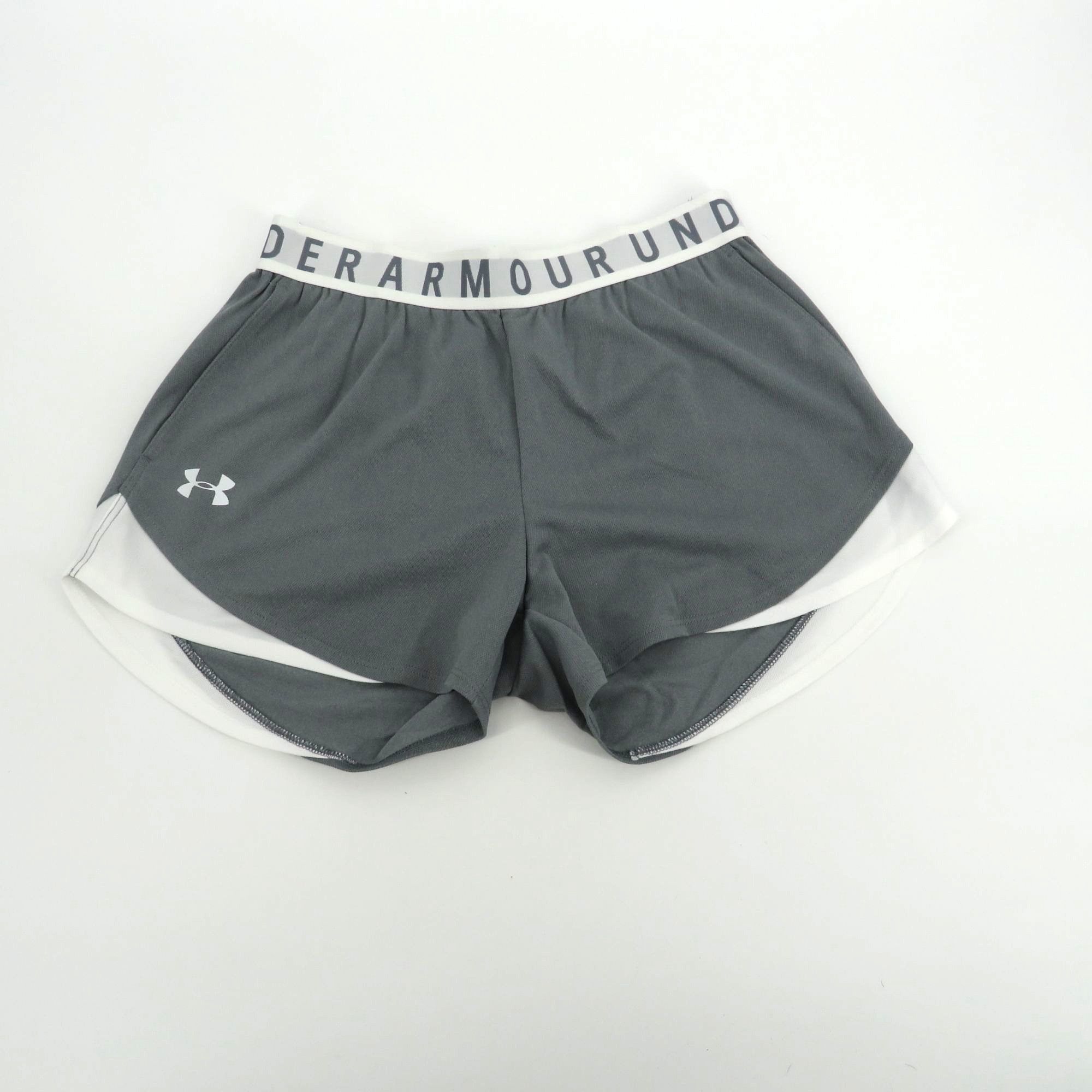 Under Armour Under Armour Women's Small Grey & White Running Shorts NWT $ Size 26" / US 2 / IT 38 - 1 Thumbnail
