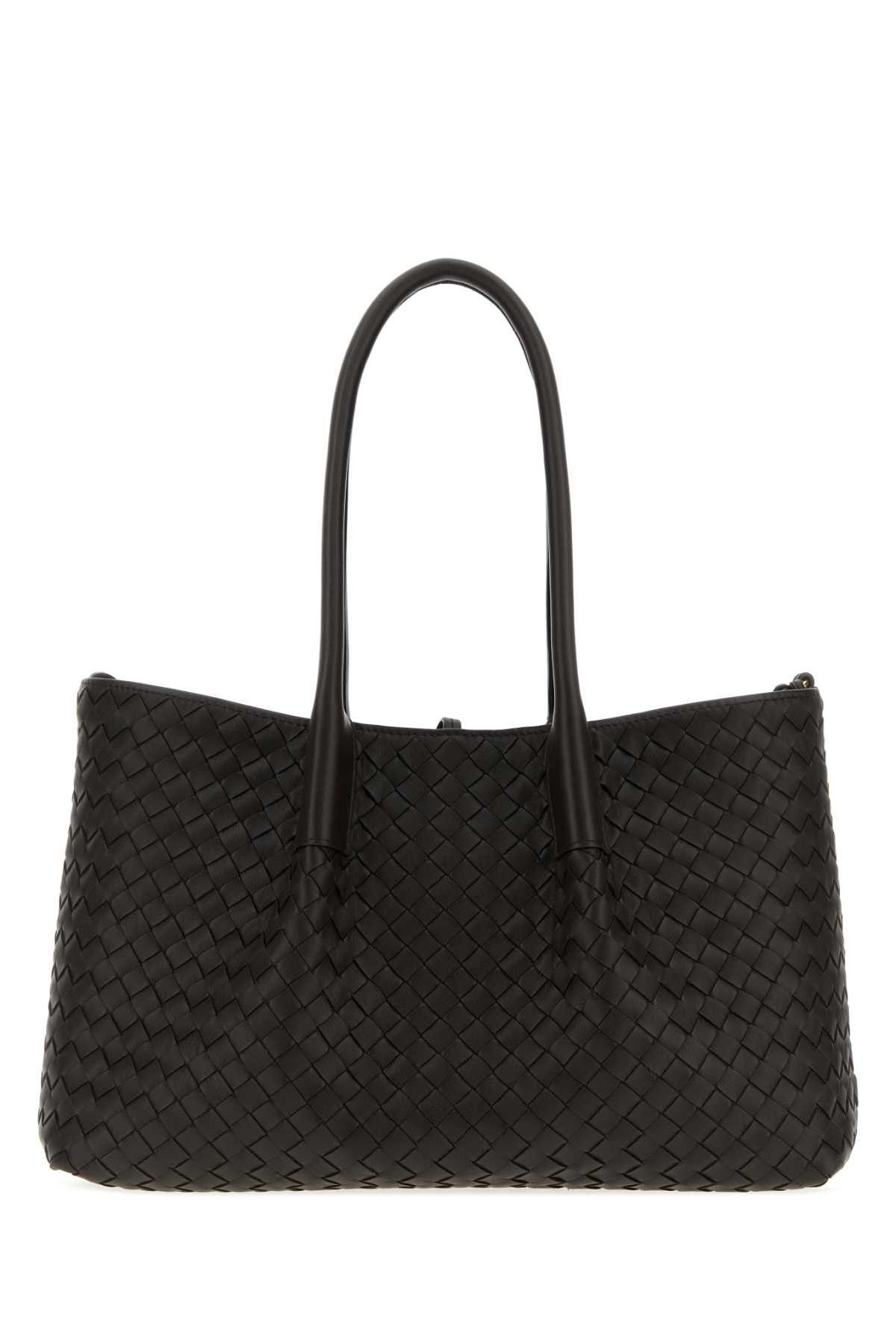 Dark Brown Leather Pinacoteca Reversible Shopping Bag, Women's