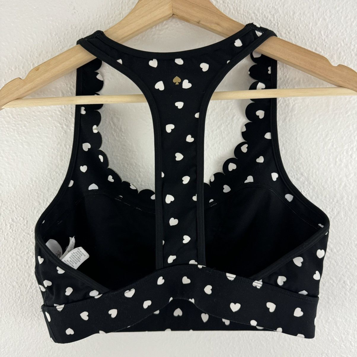 Kate Spade KATE SPADE Black White Polka Heartbeat Scallop Sports Bra Size M / US 6-8 / IT 42-44 - 8 Thumbnail