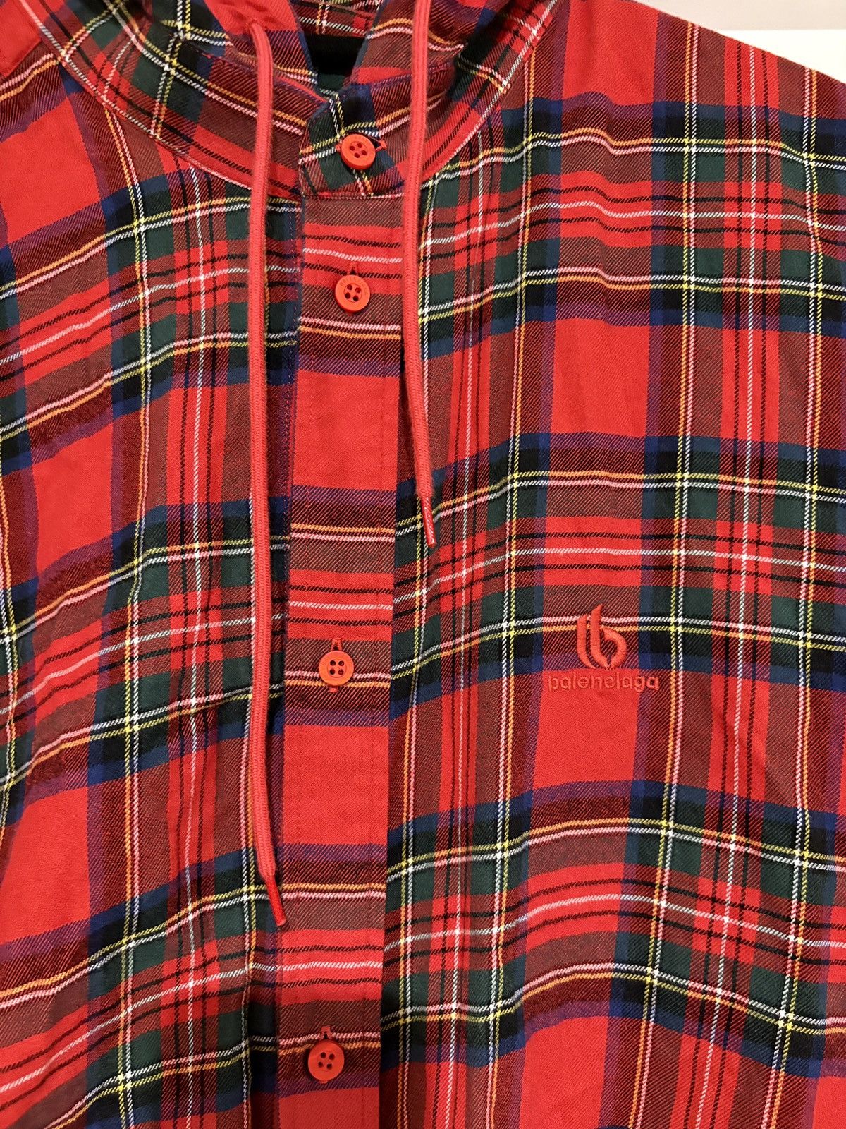 Balenciaga BALENCIAGA RED TARTAN HOODED SHIRT UNIFIT Size US XL / EU 56 / 4 - 10 Thumbnail