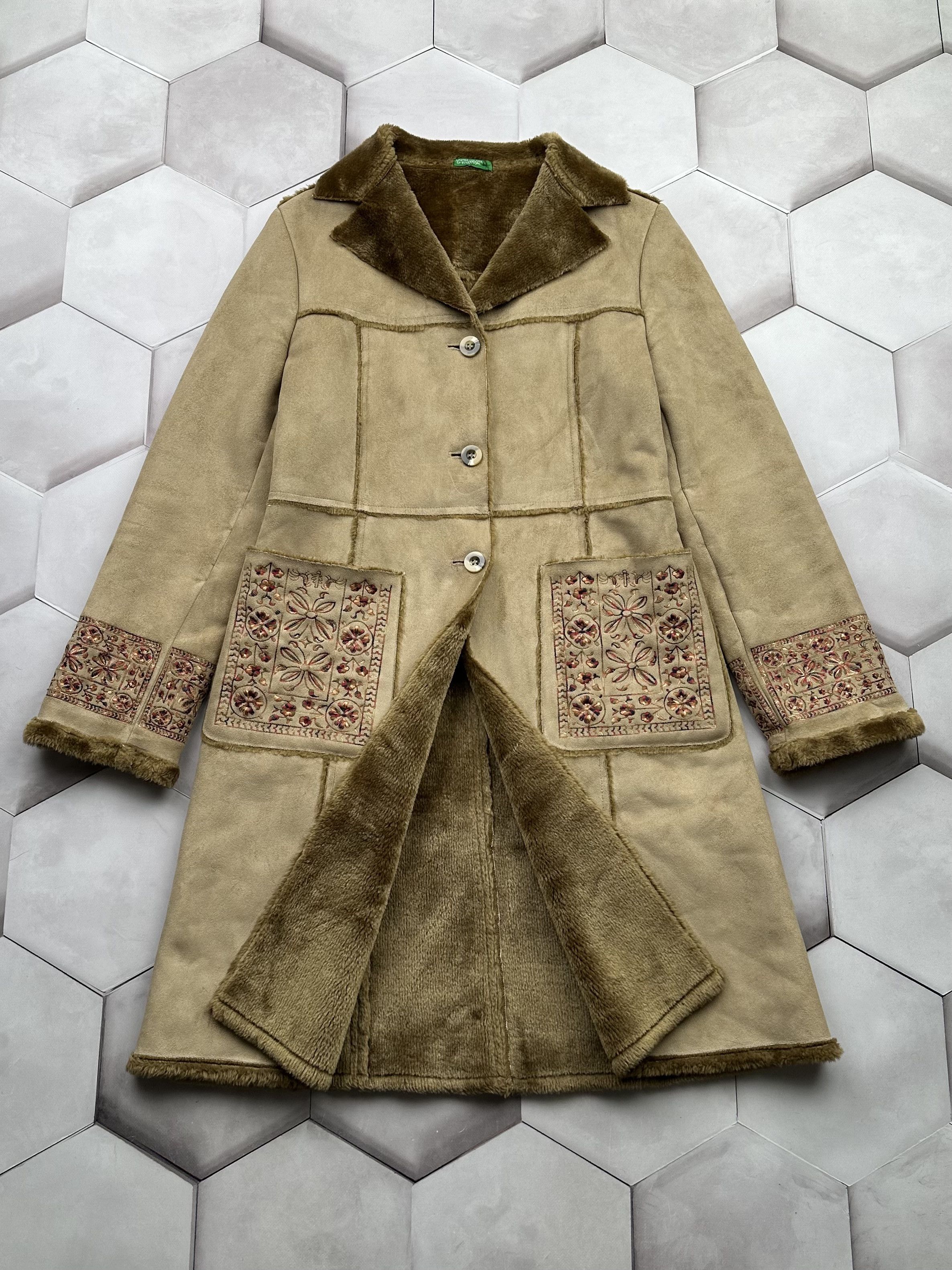 image of Vintage Faux Sheepskin Coat in Beige, Women's (Size Small)
