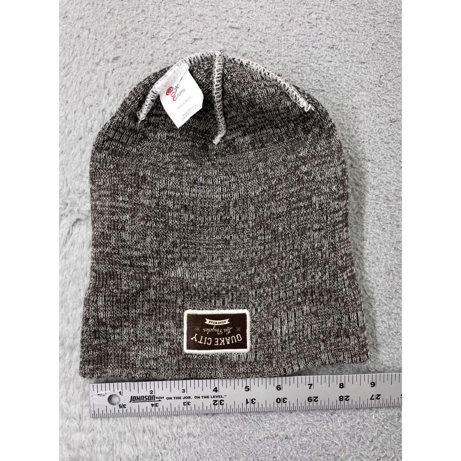 BLAEST Quake City LA Est 1977 Beanie Toque Adult One Size Gray Brown Knit 100% Acrylic Men Size ONE SIZE - 4 Thumbnail