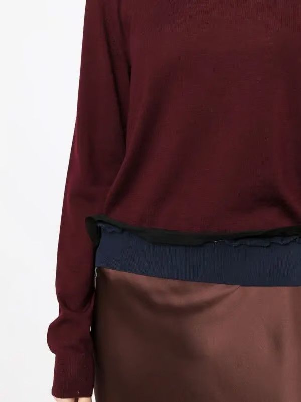 Maison Margiela o1y0625 Crewneck Sweater in Burgundy/Blue Size L / US 10 / IT 46 - 2 Thumbnail