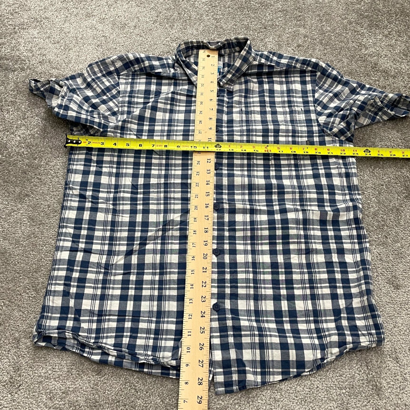 Vintage Columbia Shirt Mens L Blue Plaid Flannel Short Sleeve Button-Down Cotton Top Classic Outdoor Fishing Button Up Size US L / EU 52-54 / 3 - 7 Thumbnail
