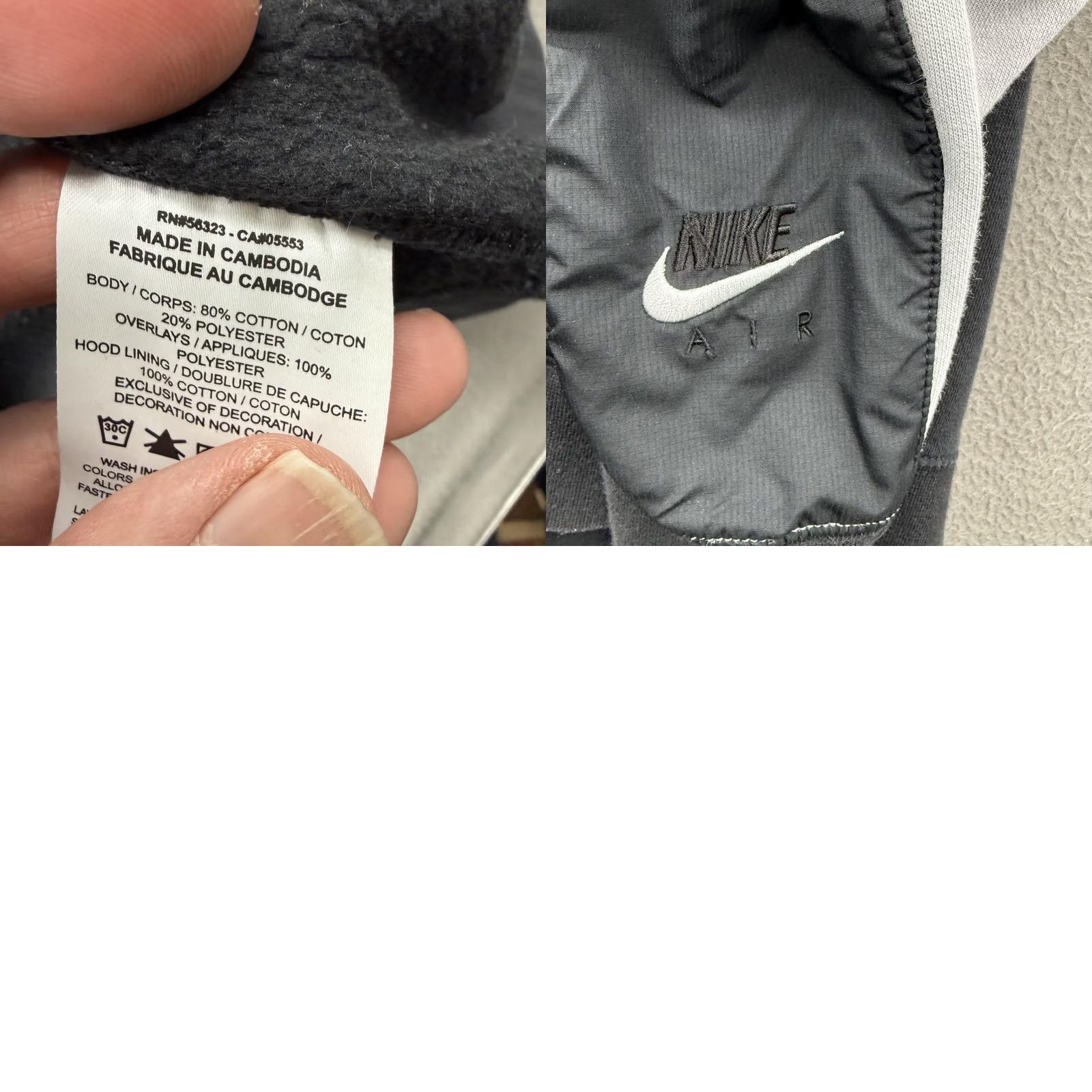 Nike Nike Air Hoodie Mens Large Gray Black Full Zip Pockets Logo Sweatshirt Fleece Size US L / EU 52-54 / 3 - 8 Thumbnail