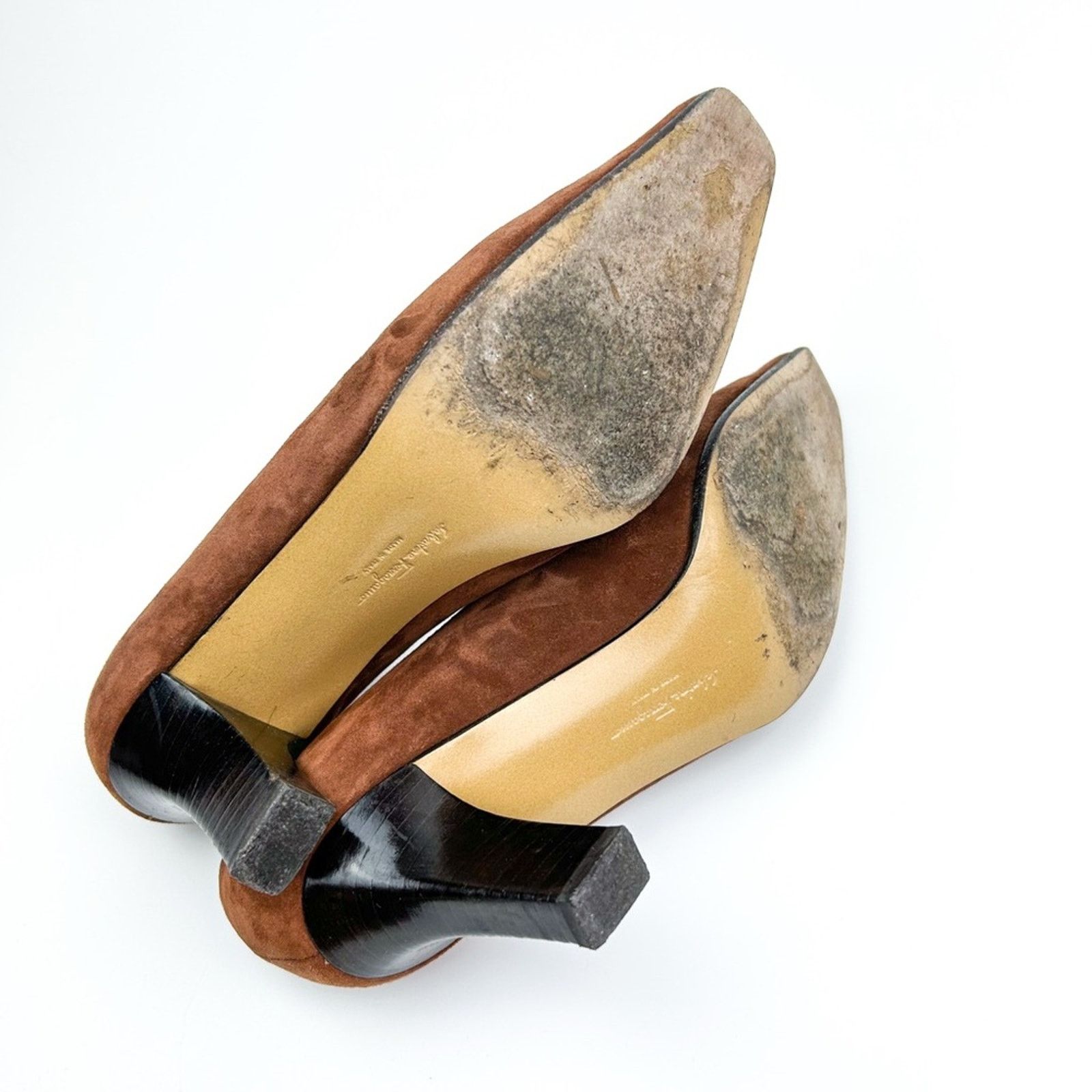Salvatore Ferragamo Salvatore Ferragamo Vintage Suede Cognac Calf Pump Size 7.5 Size US 7.5 / IT 37.5 - 7 Thumbnail