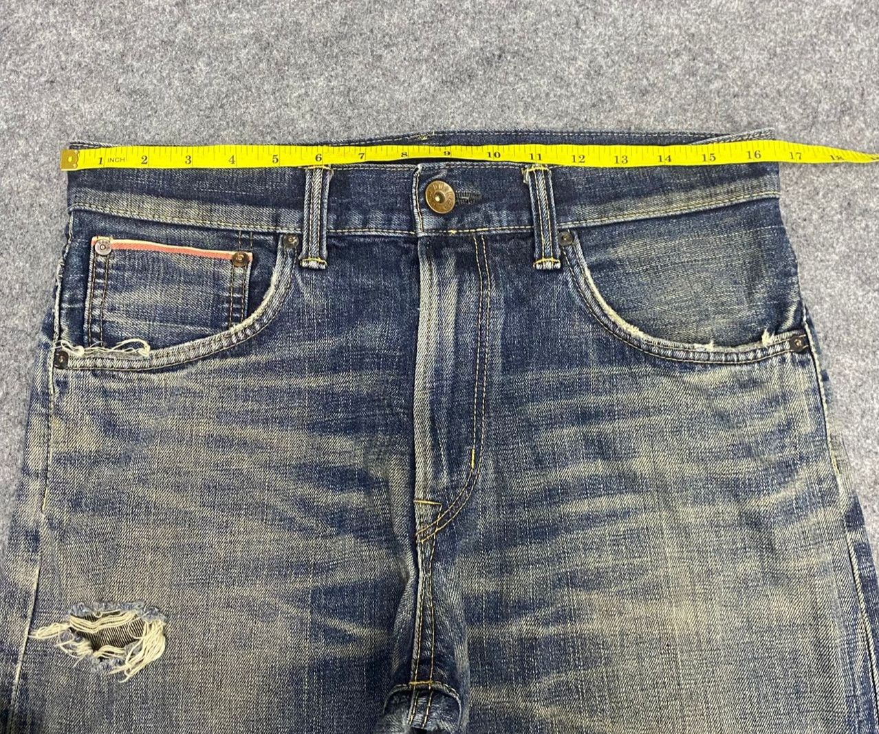 Edwin Vintage Edwin Selvedge Redline Distressed Denim Size US 31 - 4 Thumbnail