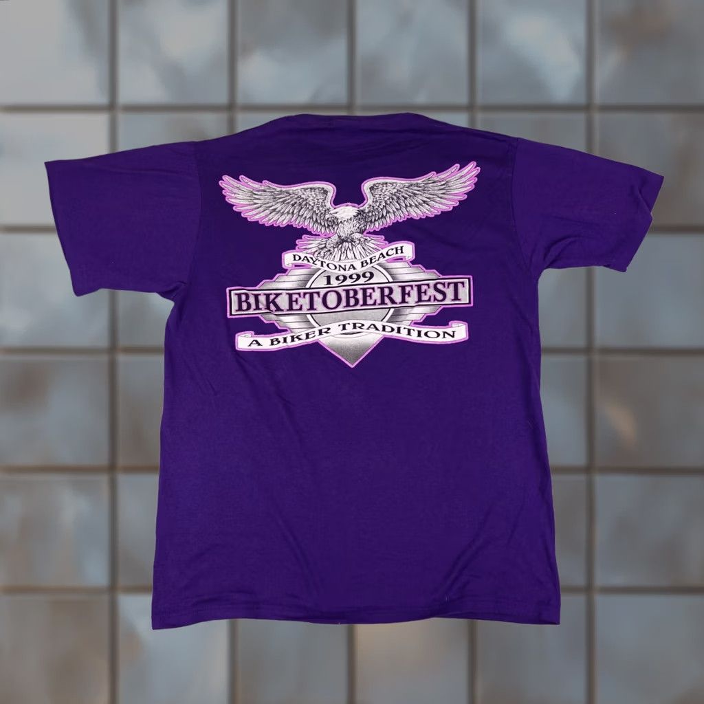 Jerzees VINTAGE Biketoberfest Shirt Mens Large Purple 1999 Daytona Beach Single Stitch Size US L / EU 52-54 / 3 - 1 Thumbnail
