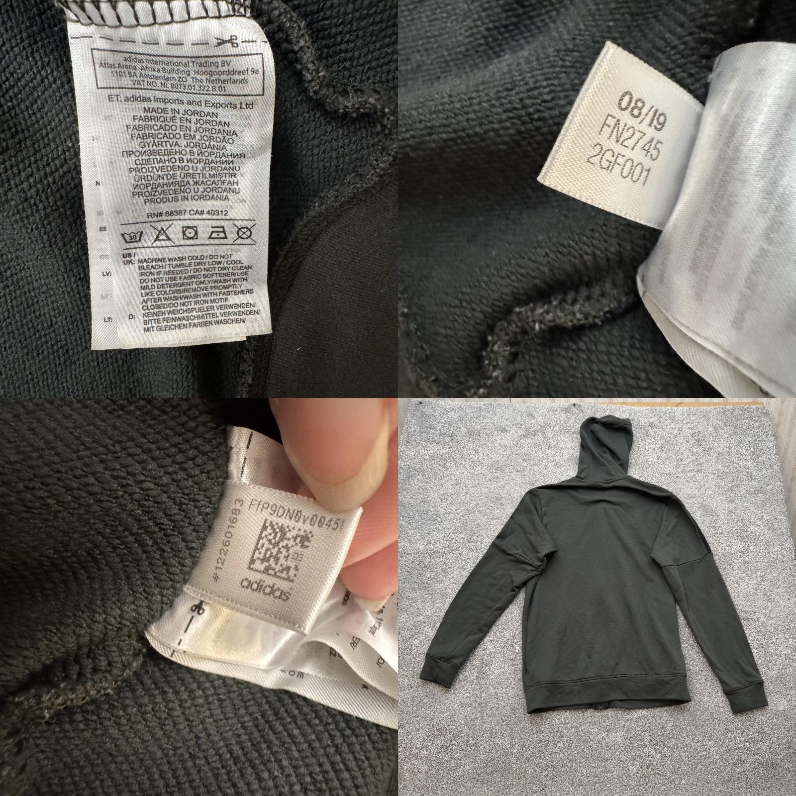 Adidas Adidas Essentials Hoodie Mens Medium Black Full Zip Three Stripe Sweatshirt FN2745 Size US M / EU 48-50 / 2 - 8 Thumbnail