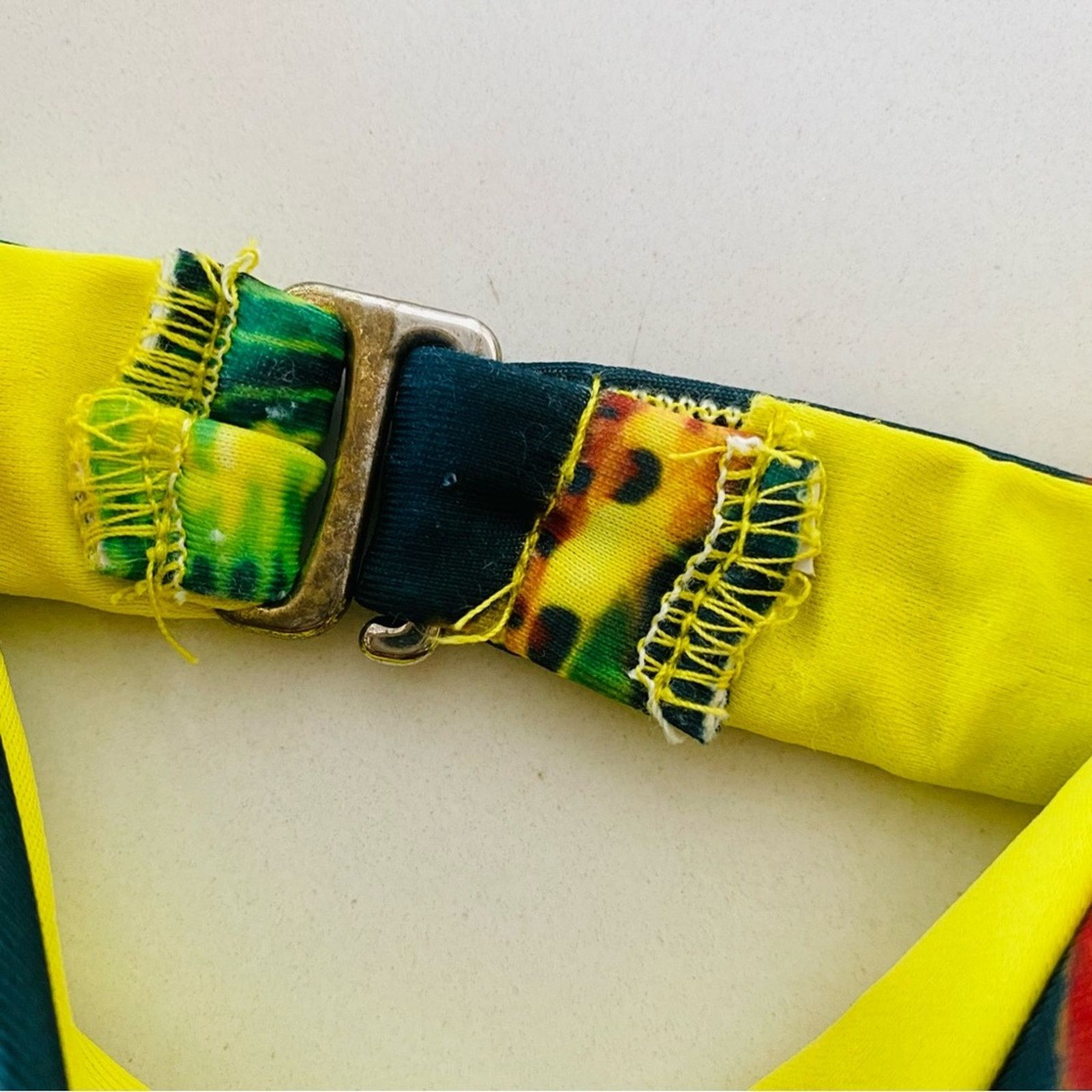 Beach Riot BEACH RIOT Green Blue Black Tropical Print Bikini Swim Top Size L / US 10 / IT 46 - 5 Thumbnail
