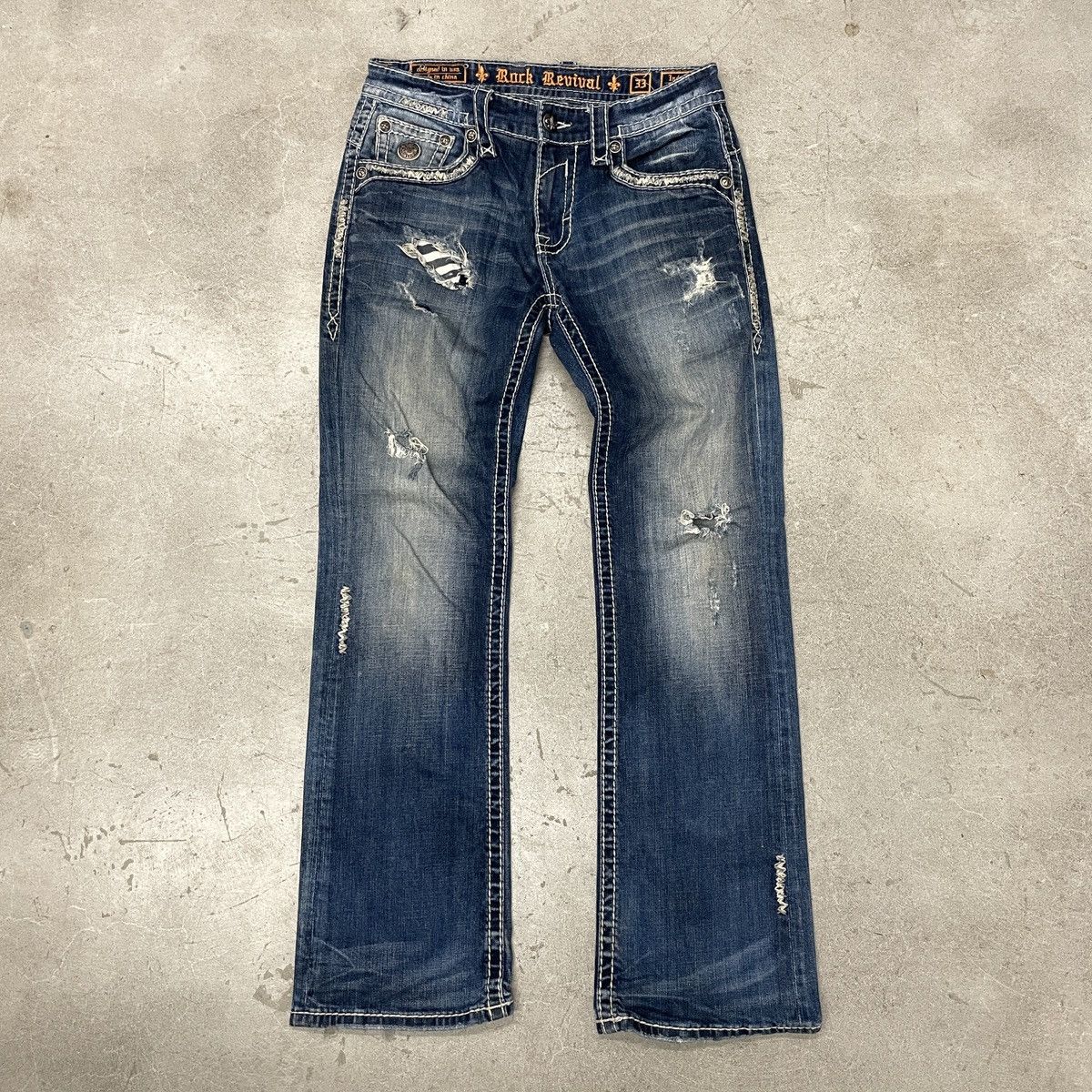 Y2K studded rock revival grunge jeans distressed boot cut