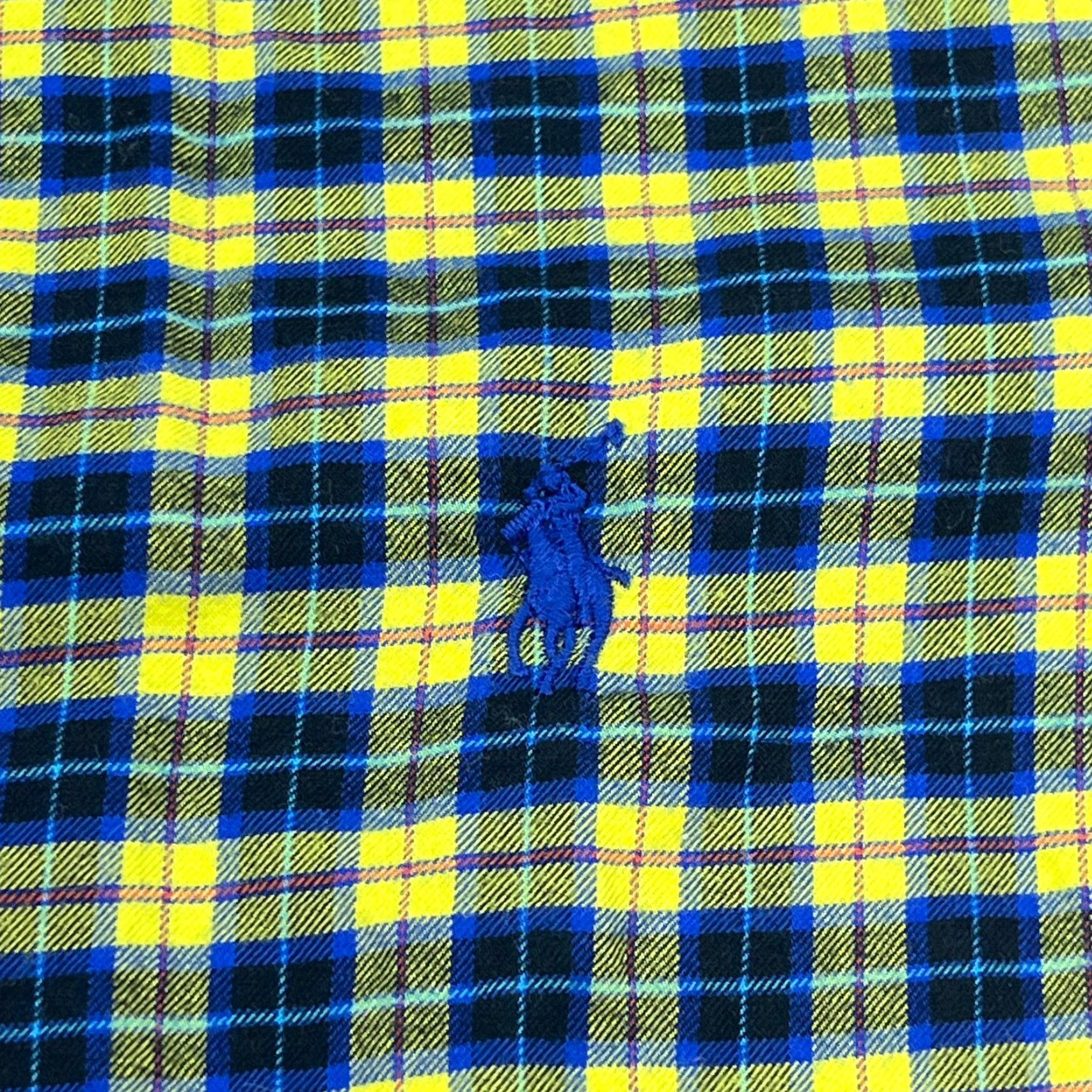 Ralph Lauren Ralph Lauren Button-Up Shirt Men Small Yellow Blue Plaid Flannel Cotton Classic, Short Sleeve? Wait. Size 36R - 4 Thumbnail