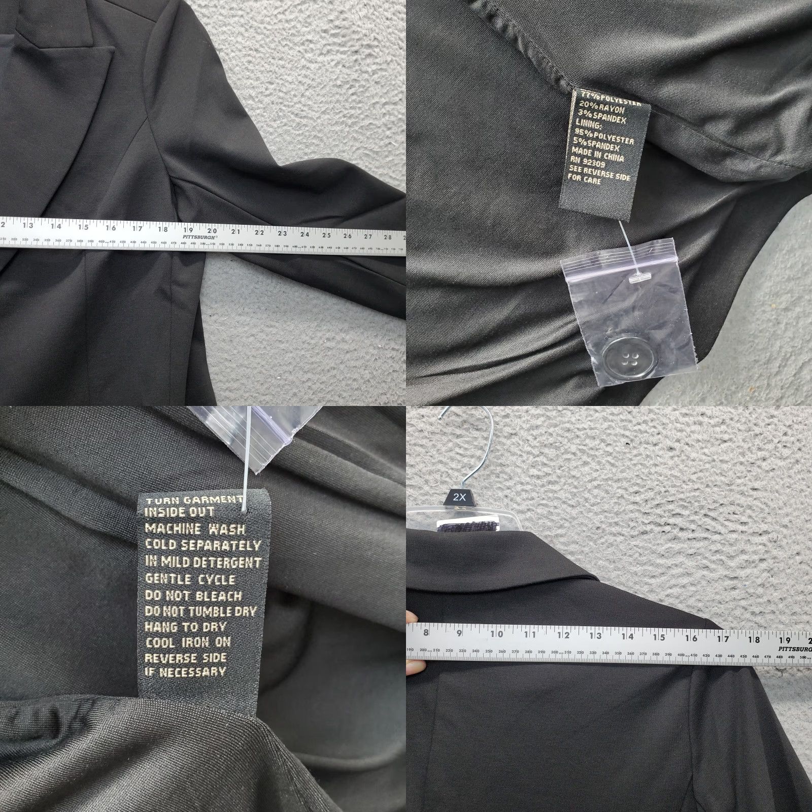 Vintage Diane Gilman Blazer Jacket Womens M Black Single Breasted Peak Lapel - DG2 Shirt Blazer Womens M Black Plaid Casual Size M / US 6-8 / IT 42-44 - 8 Thumbnail