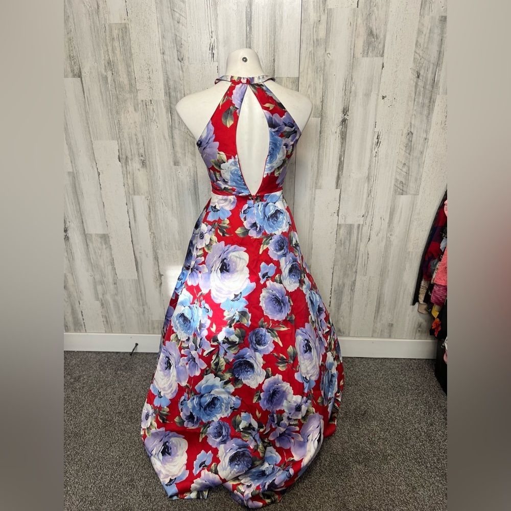 Other Dear Moon Floral Halter Maxi Dress Red Blue Size 3 XS/S Size XS / US 0-2 / IT 36-38 - 8 Thumbnail